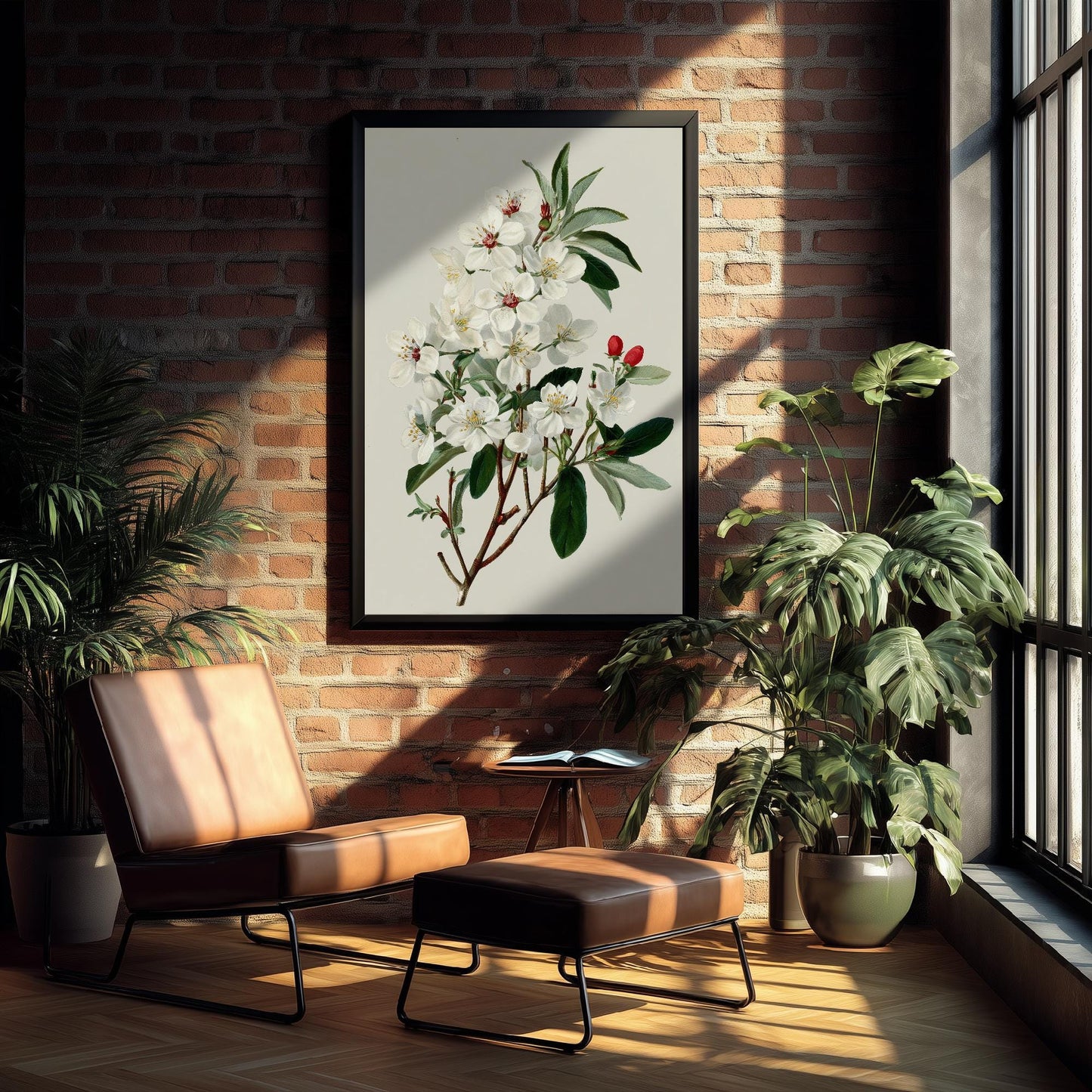 Vintage Plum Blossom Art Print, Green Poster Painting, Red Berry Heritage Wall Art 2026 V2 1/3