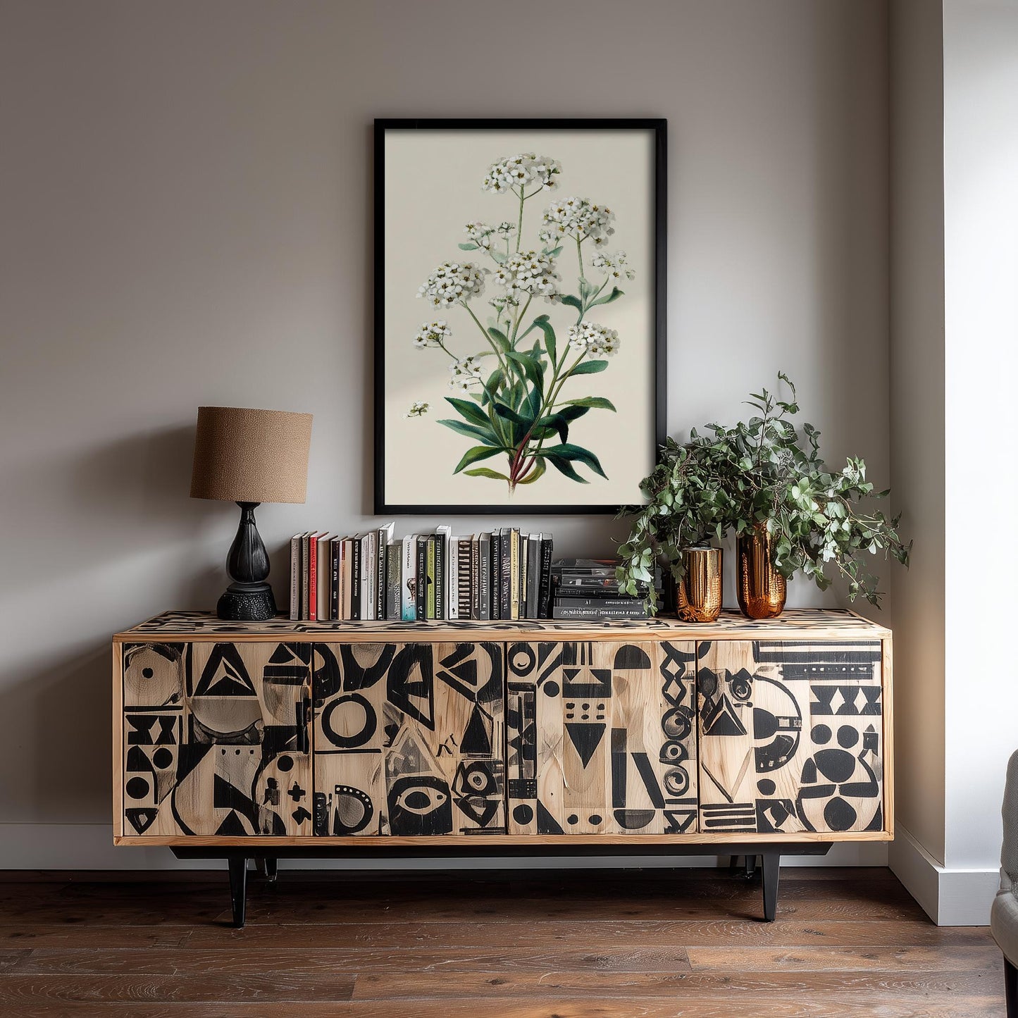 Vintage Botanical Print, Orange Sweet Alyssum Cosmos Painting, Sage Green Heritage Wall Art, Modern Floral Poster V1 2/3