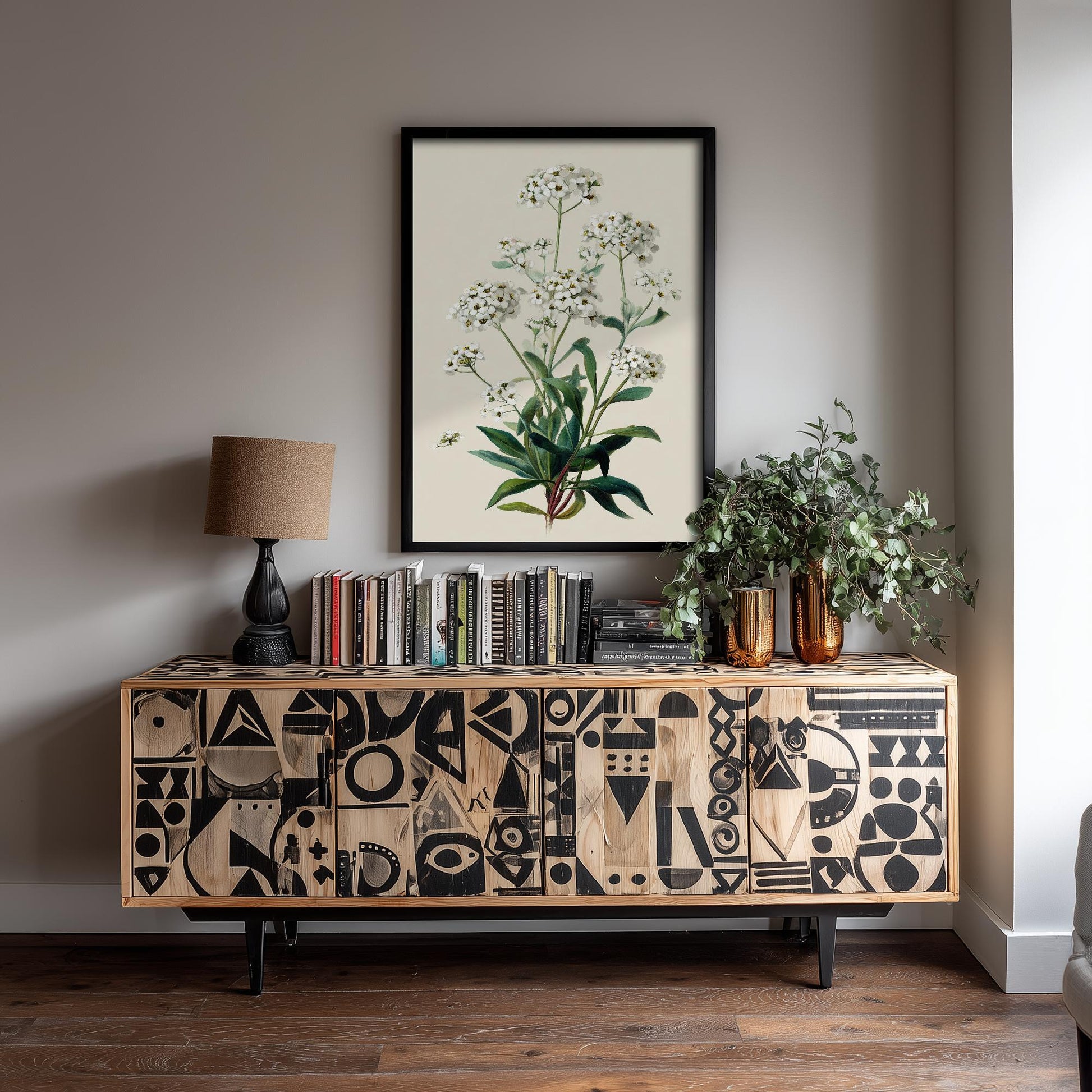 Vintage Botanical Print, Orange Sweet Alyssum Cosmos Painting, Sage Green Heritage Wall Art, Modern Floral Poster V1 2/3