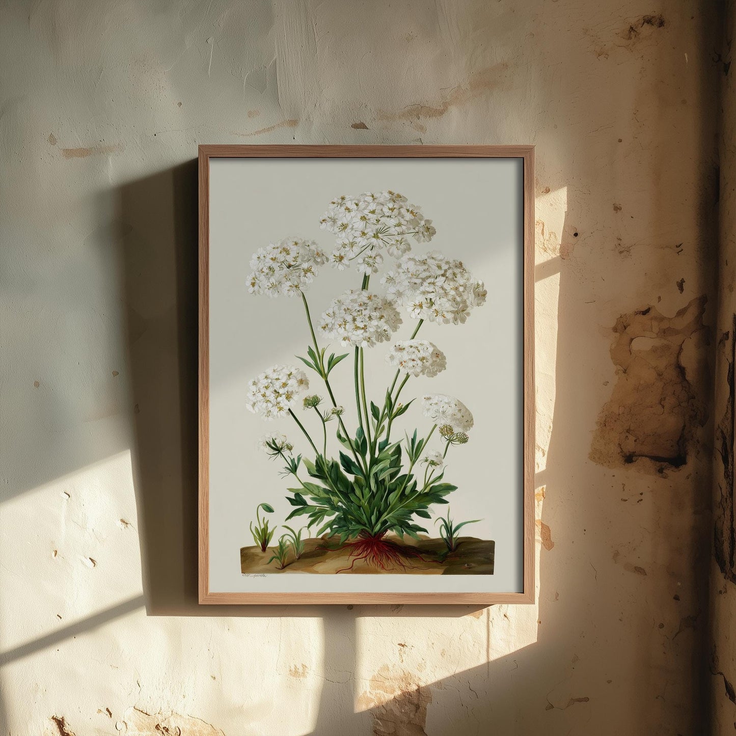 Vintage Queen Anne’s Lace Art Print, Green Poster Painting, Red Berry Heritage Wall Art 2026 V2 2/3