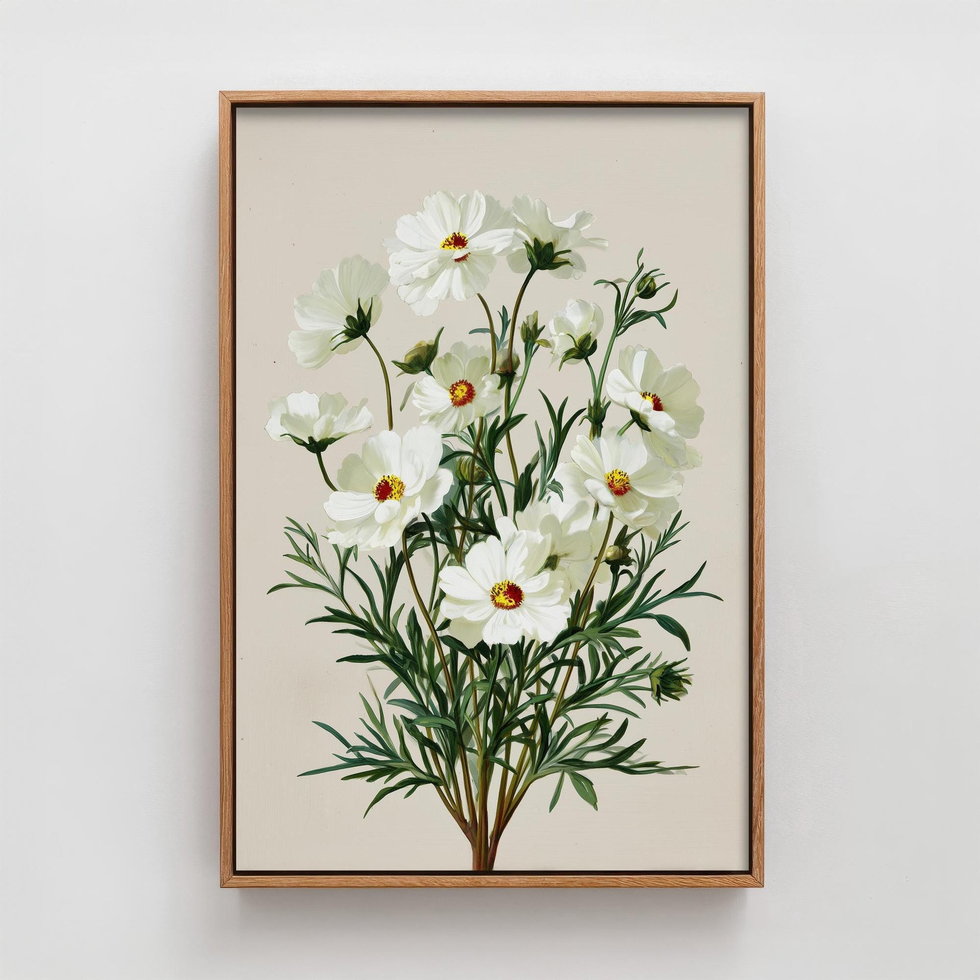 Vintage Botanical Print, Orange Sweet Alyssum Cosmos Painting, Sage Green Heritage Wall Art, Modern Floral Poster V1 3/3