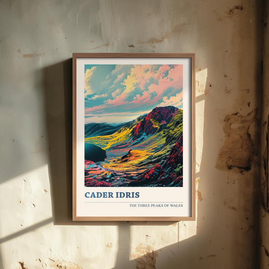 Cader Idris Peaks Travel Poster V2 - Art Print - Photo Painting Illustration Gift Visit Map Mount