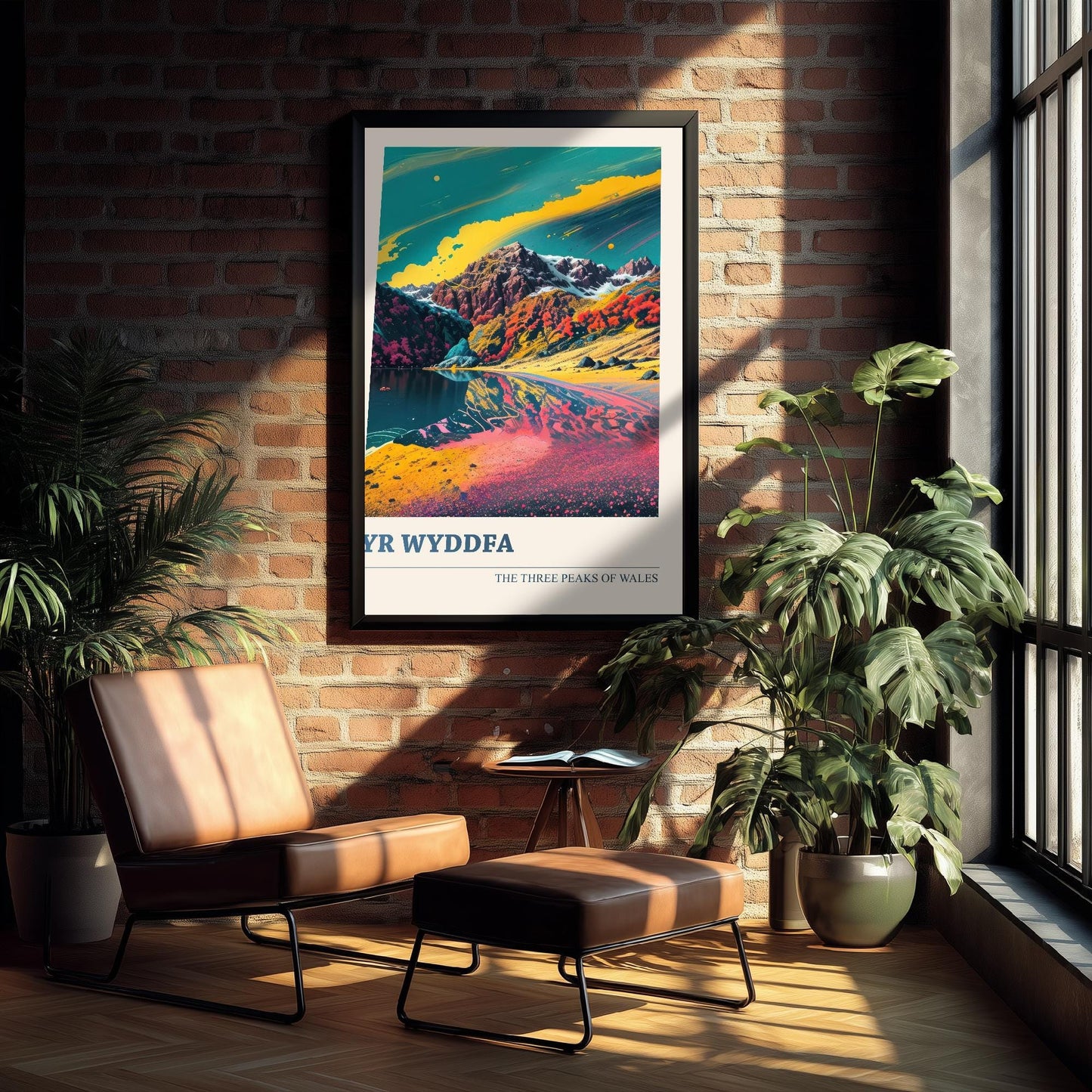 Yr Wyddfa Peaks Travel Poster V2 - Art Print - Photo Painting Illustration Gift Visit Map Mount