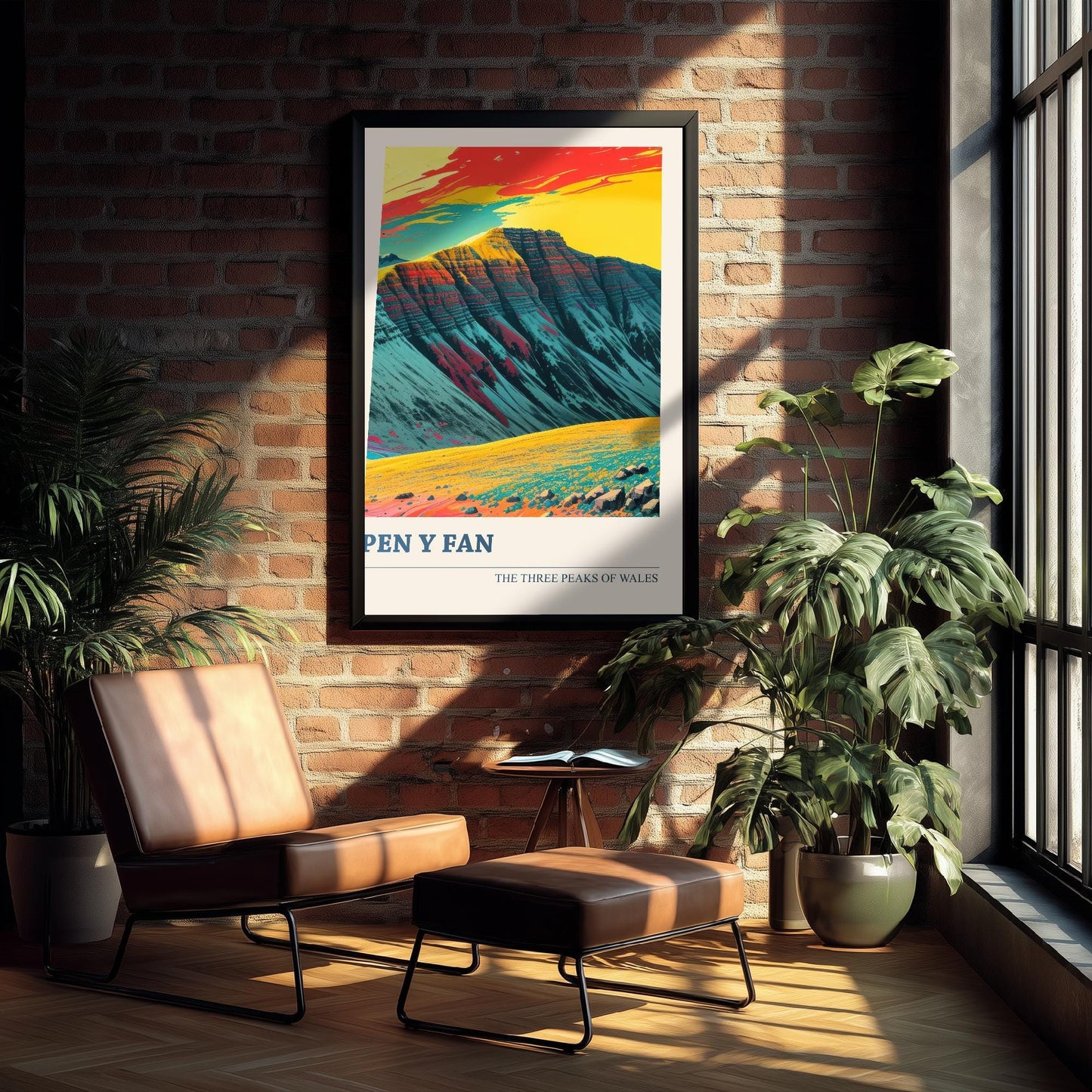 Pen y Fan Peaks Travel Poster V2 - Art Print - Photo Painting Illustration Gift Visit Map Mount