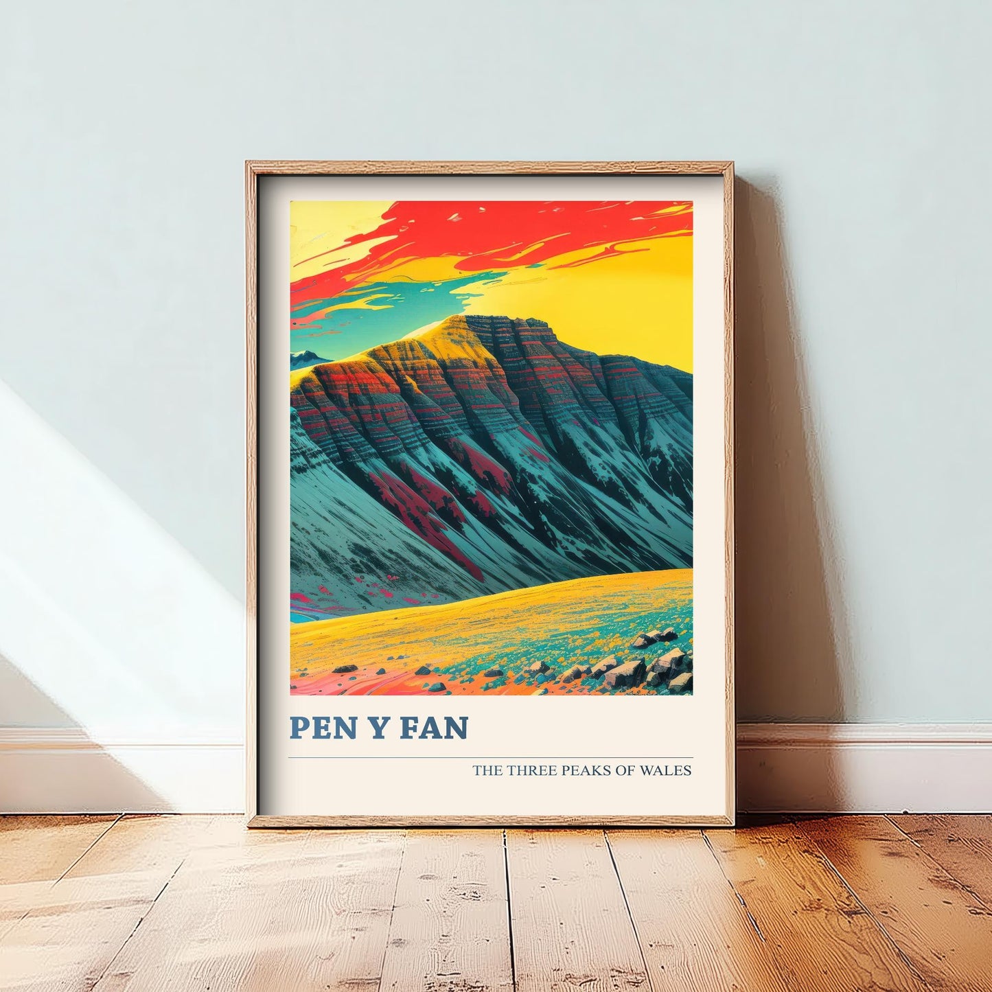 Pen y Fan Peaks Travel Poster V2 - Art Print - Photo Painting Illustration Gift Visit Map Mount