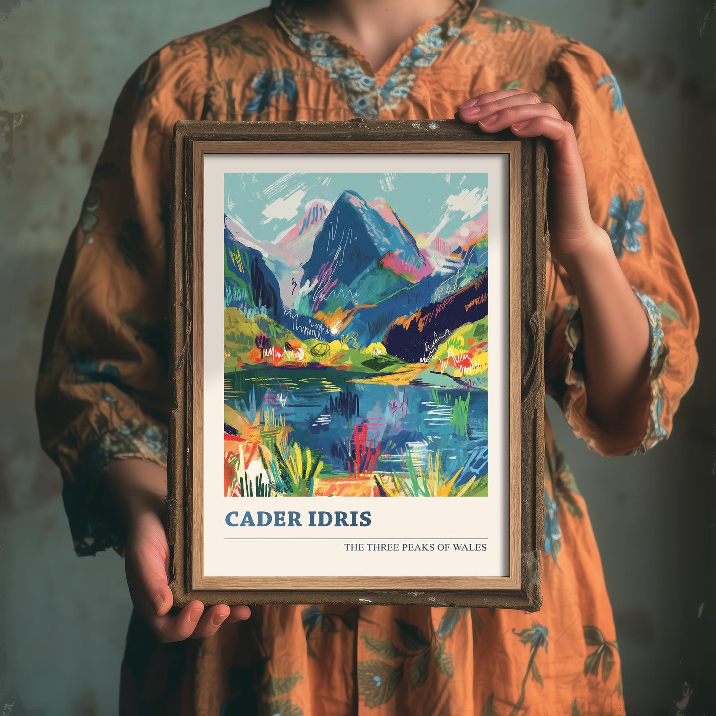 Cader Idris Peaks Travel Poster - Art Print - Photo Painting Illustration Gift Visit Map Mount