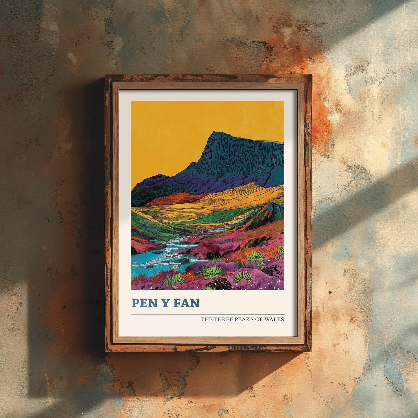 Pen y Fan Peaks Travel Poster - Art Print - Photo Painting Illustration Gift Visit Map Mount