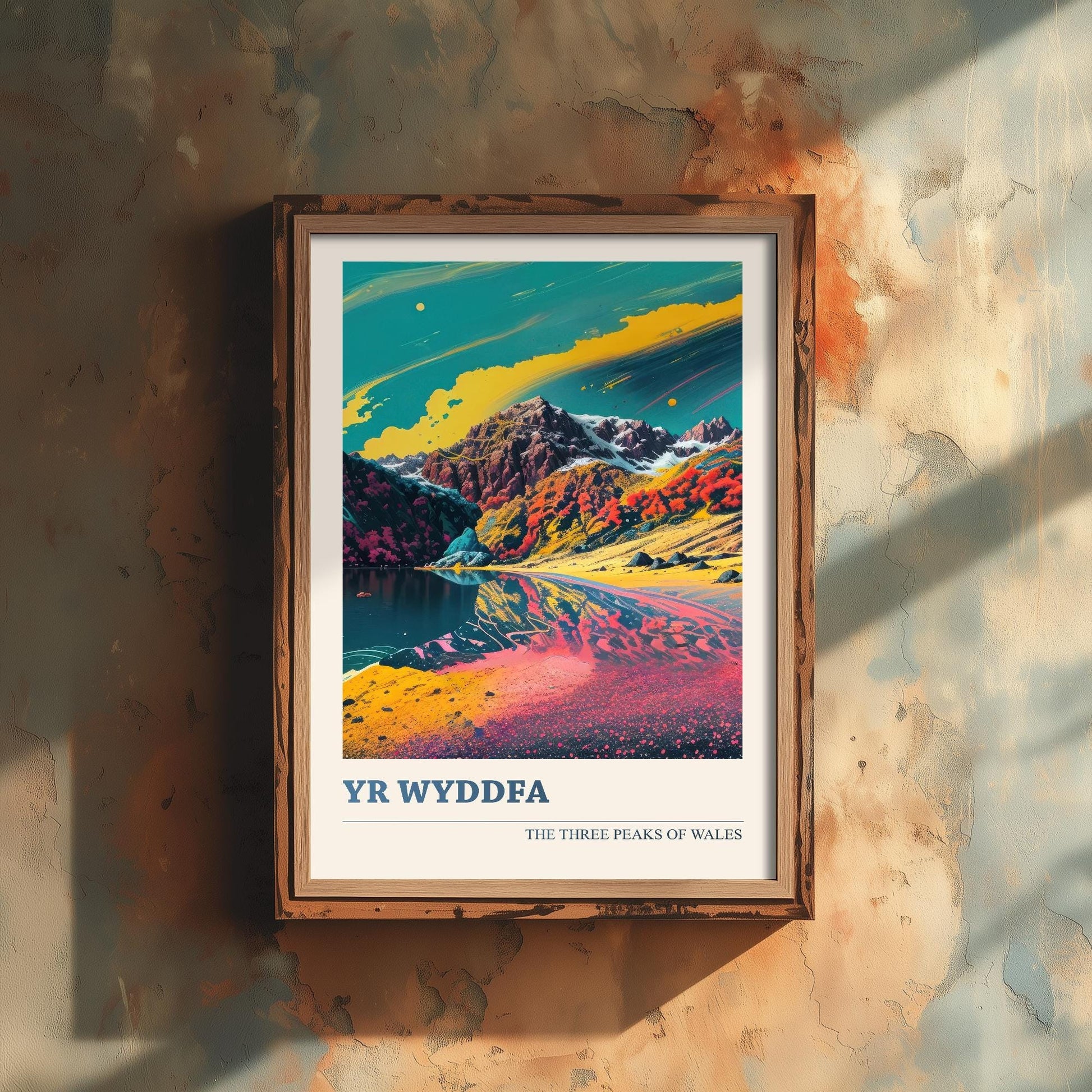 Yr Wyddfa Peaks Travel Poster V2 - Art Print - Photo Painting Illustration Gift Visit Map Mount