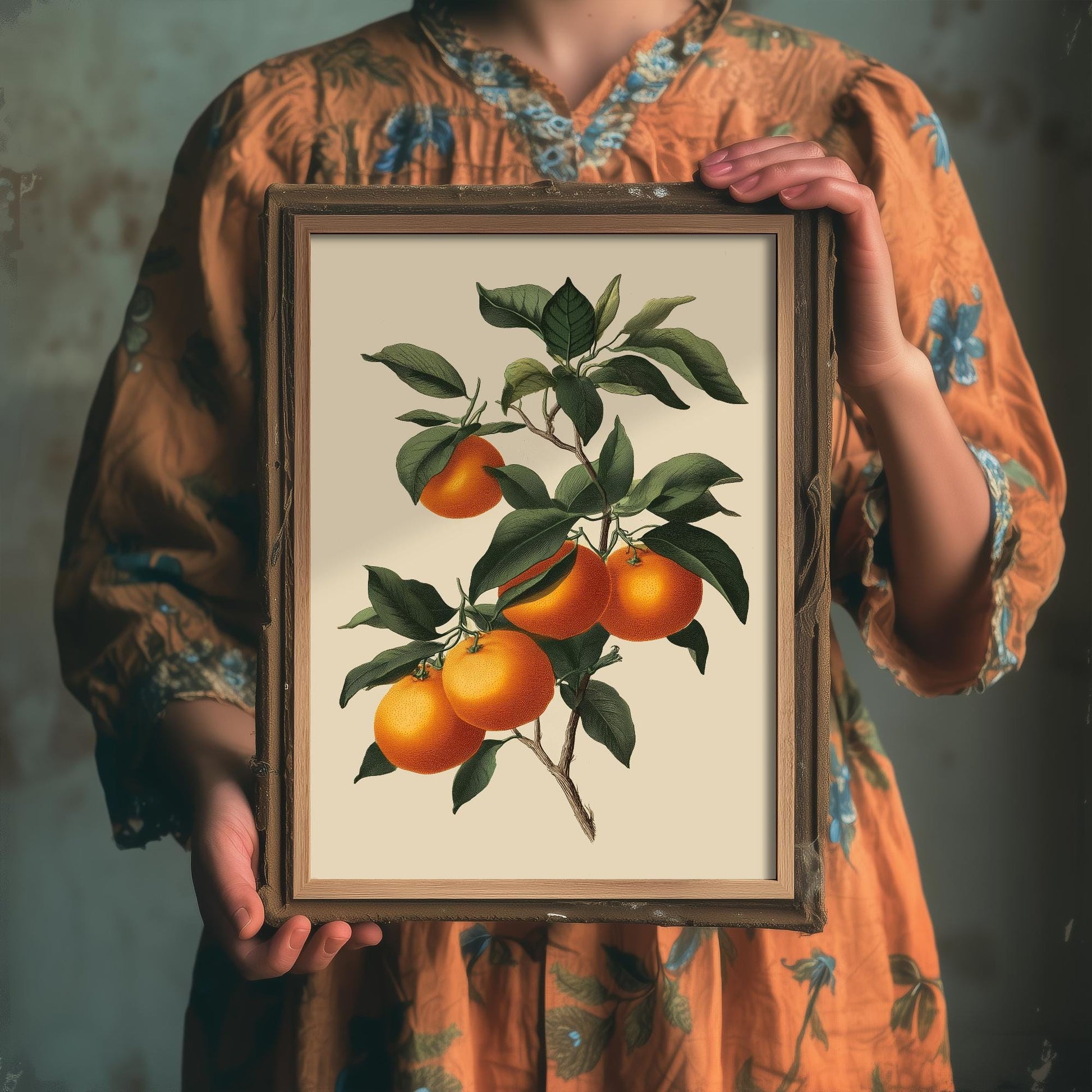 Oranges Vintage Botanical Fruit Art Print - Painting - Poster Cooking Kitchen