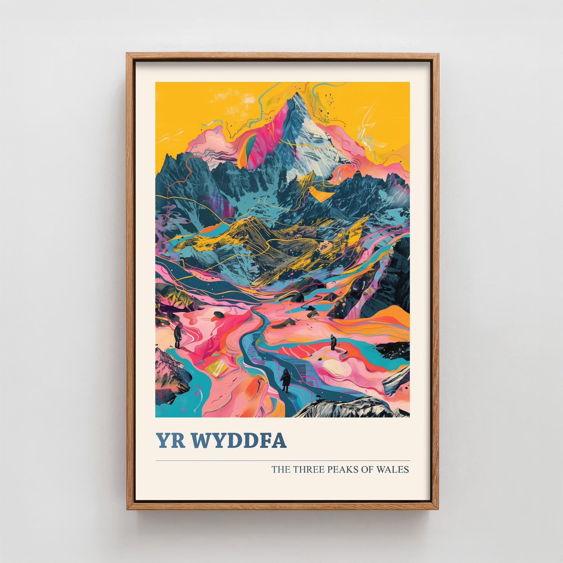 Yr Wyddfa Peaks Travel Poster - Art Print - Photo Painting Illustration Gift Visit Map Mount