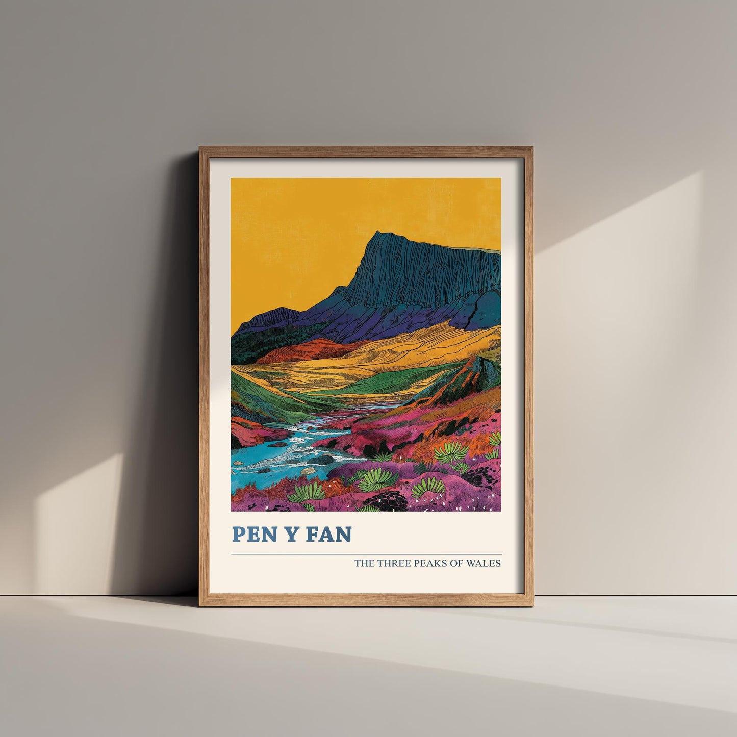 Pen y Fan Peaks Travel Poster - Art Print - Photo Painting Illustration Gift Visit Map Mount