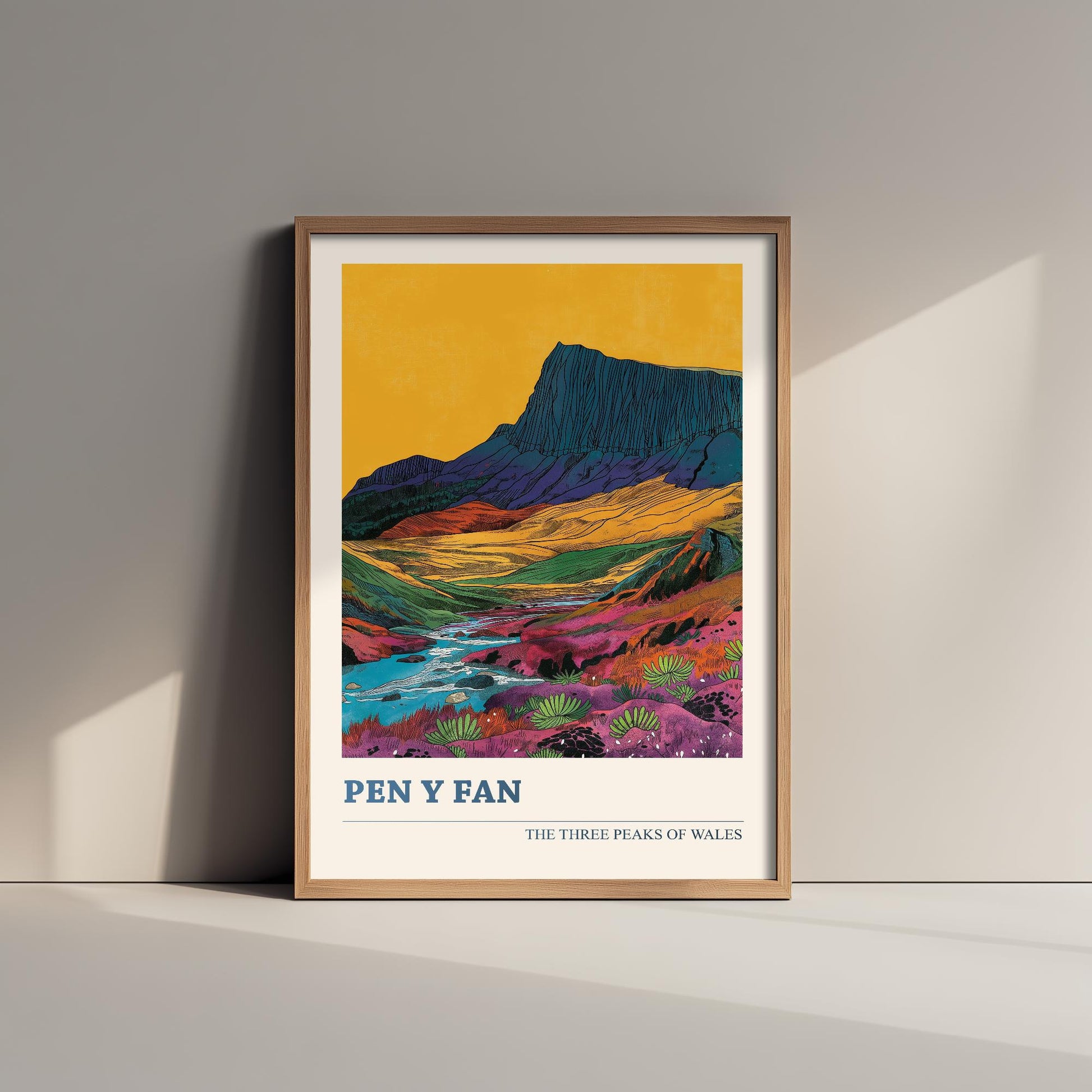 Pen y Fan Peaks Travel Poster - Art Print - Photo Painting Illustration Gift Visit Map Mount