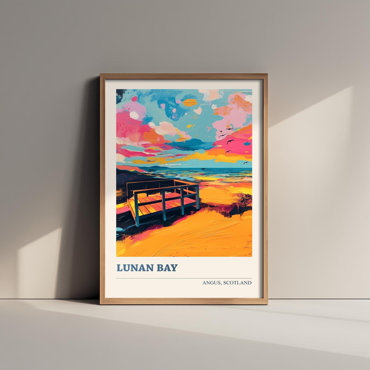 Lunan Bay Poster - Vibrant Landmark of Angus Art Print - Watercolour Painting Gift