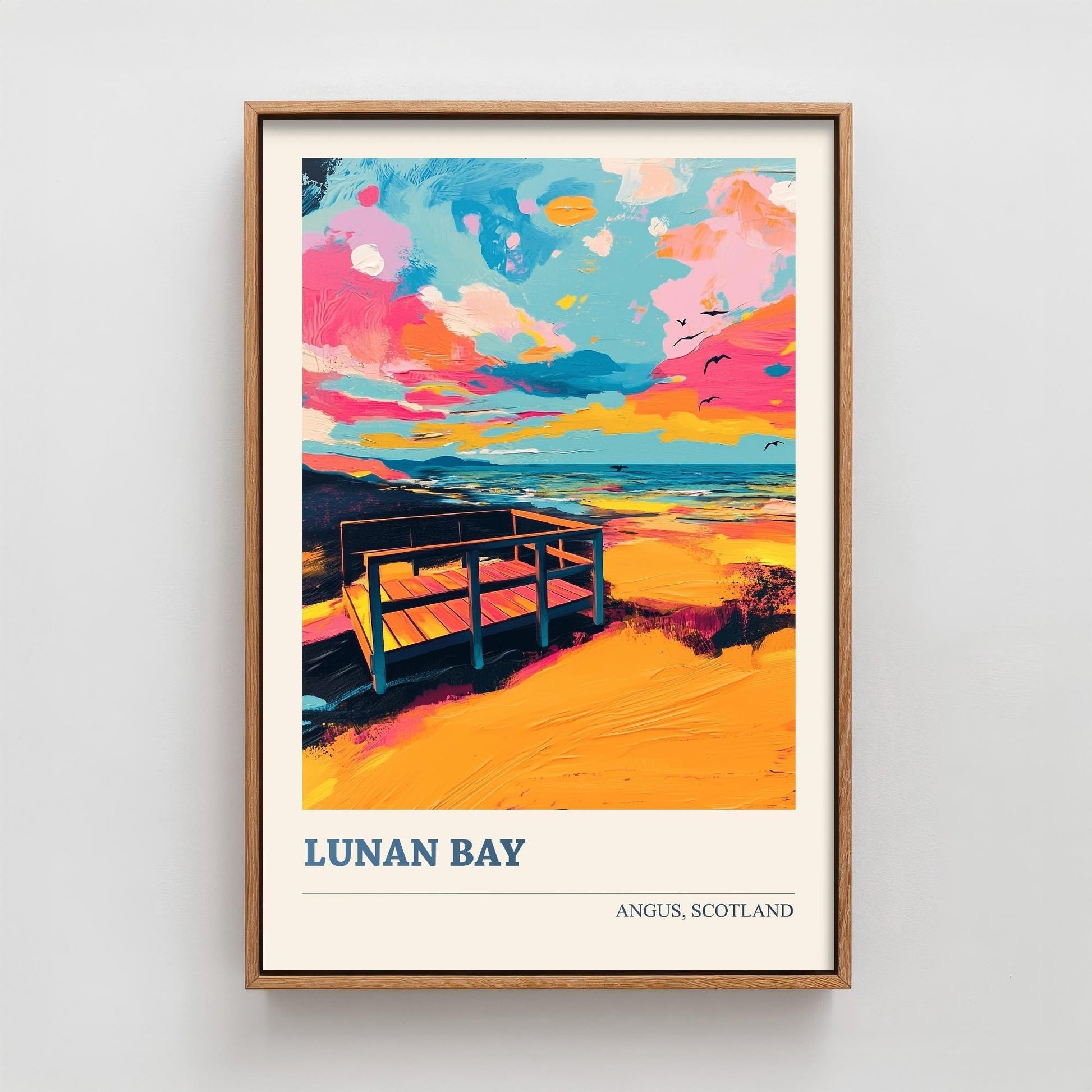 Lunan Bay Poster - Vibrant Landmark of Angus Art Print - Watercolour Painting Gift