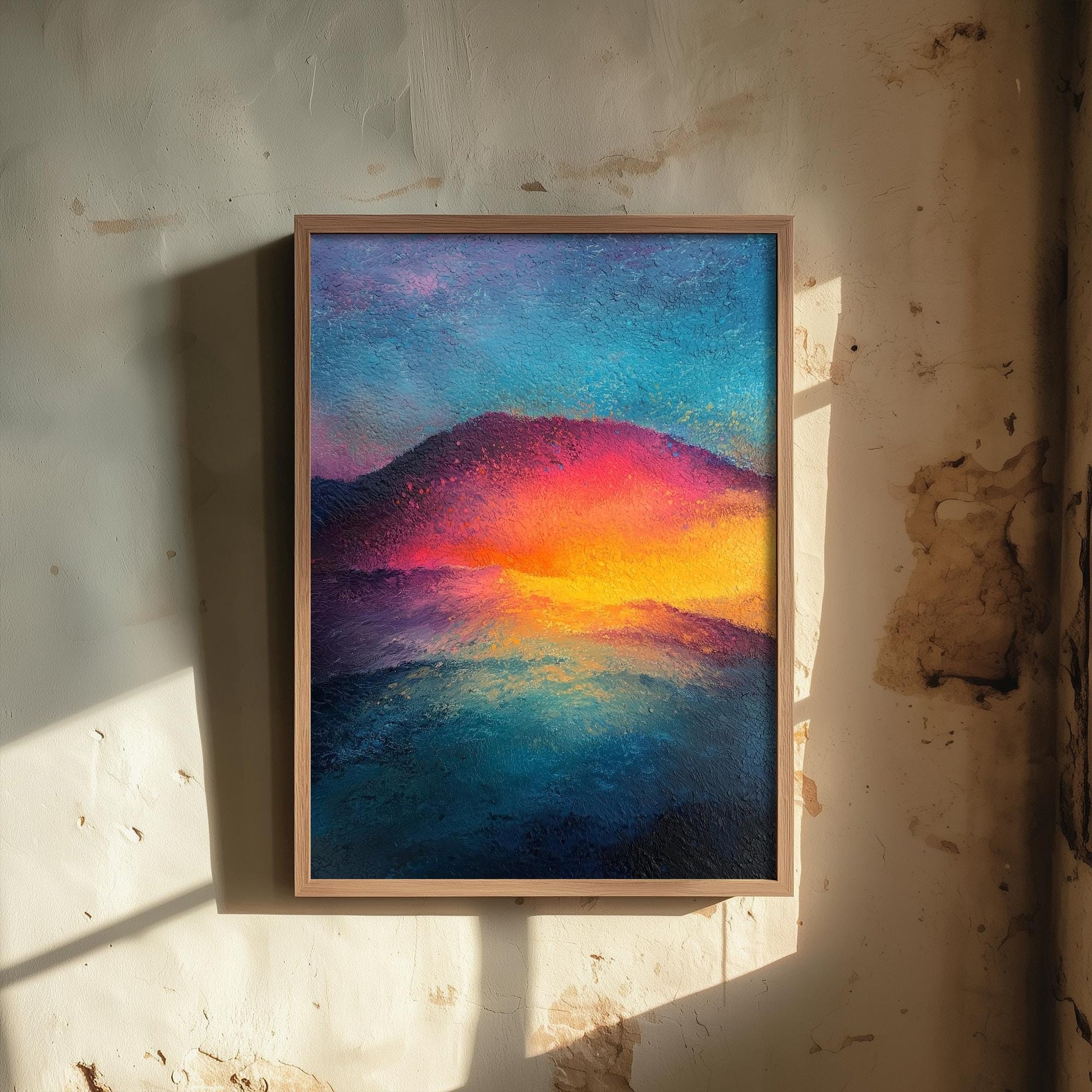Scafell Pike Art Print | Glowing Red Peak Sunset Mountain Poster | Radiant Chalk Pastel Lake District Painting Wall Decor 3/3