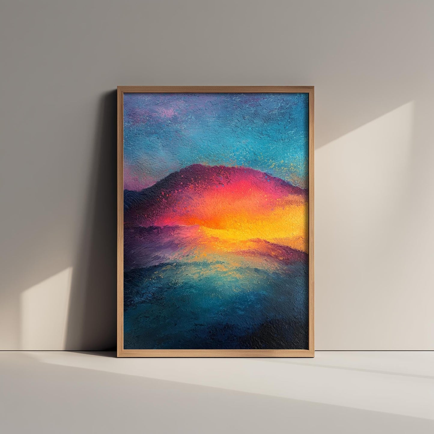 Scafell Pike Art Print | Glowing Red Peak Sunset Mountain Poster | Radiant Chalk Pastel Lake District Painting Wall Decor 3/3