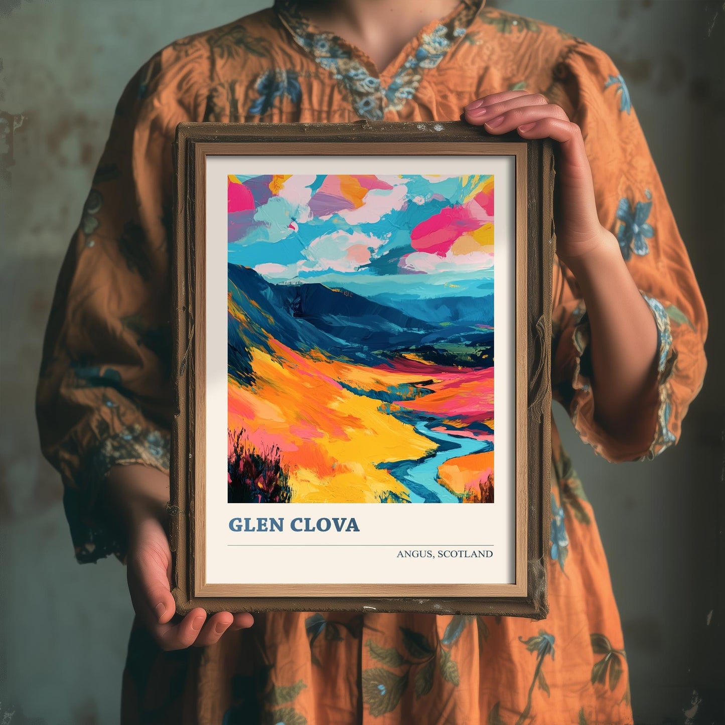Glen Clova Poster - Vibrant Landmark of Angus Art Print - Watercolour Painting Gift