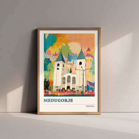 Vukovar, Croatia Travel Poster - Modern Art Print - Photo Painting Illustration Gift Map Water Tower