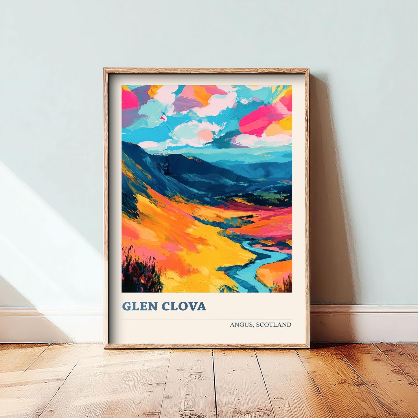 Glen Clova Poster - Vibrant Landmark of Angus Art Print - Watercolour Painting Gift