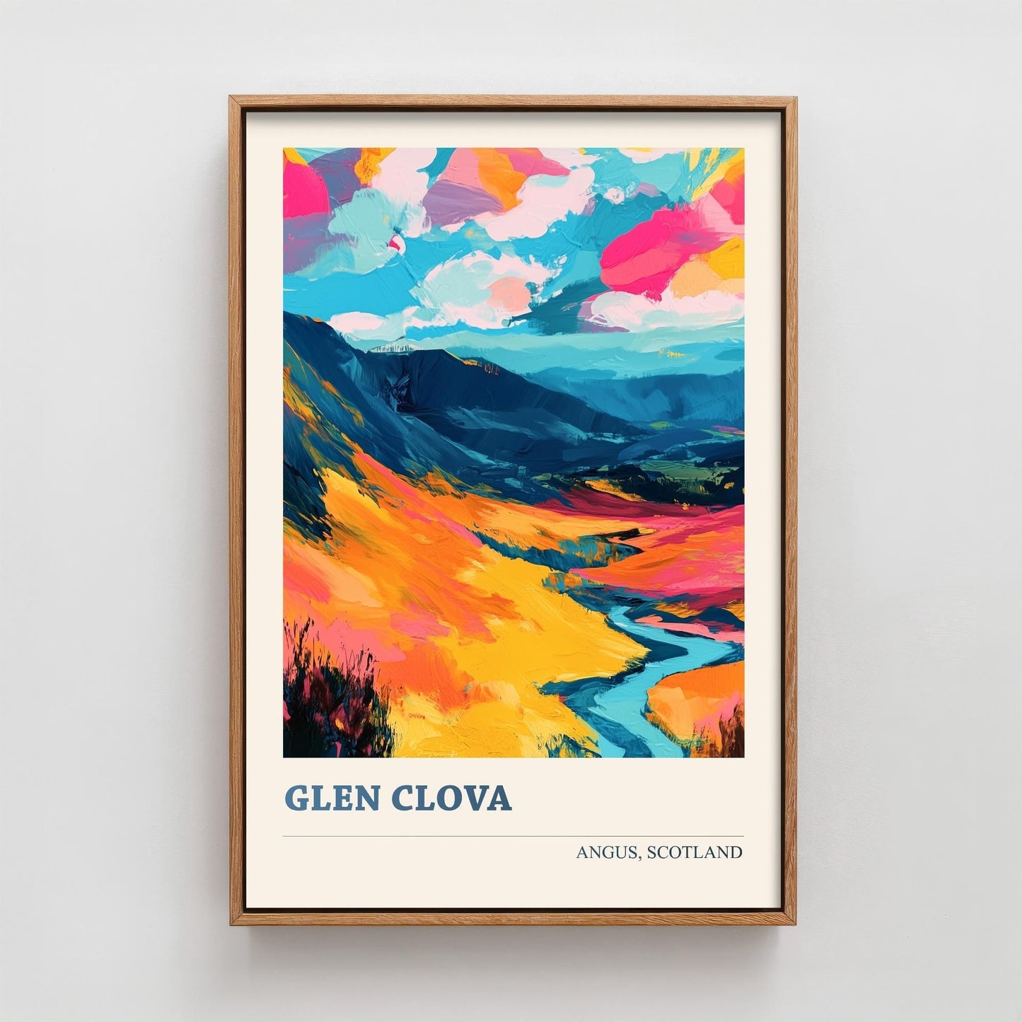 Glen Clova Poster - Vibrant Landmark of Angus Art Print - Watercolour Painting Gift