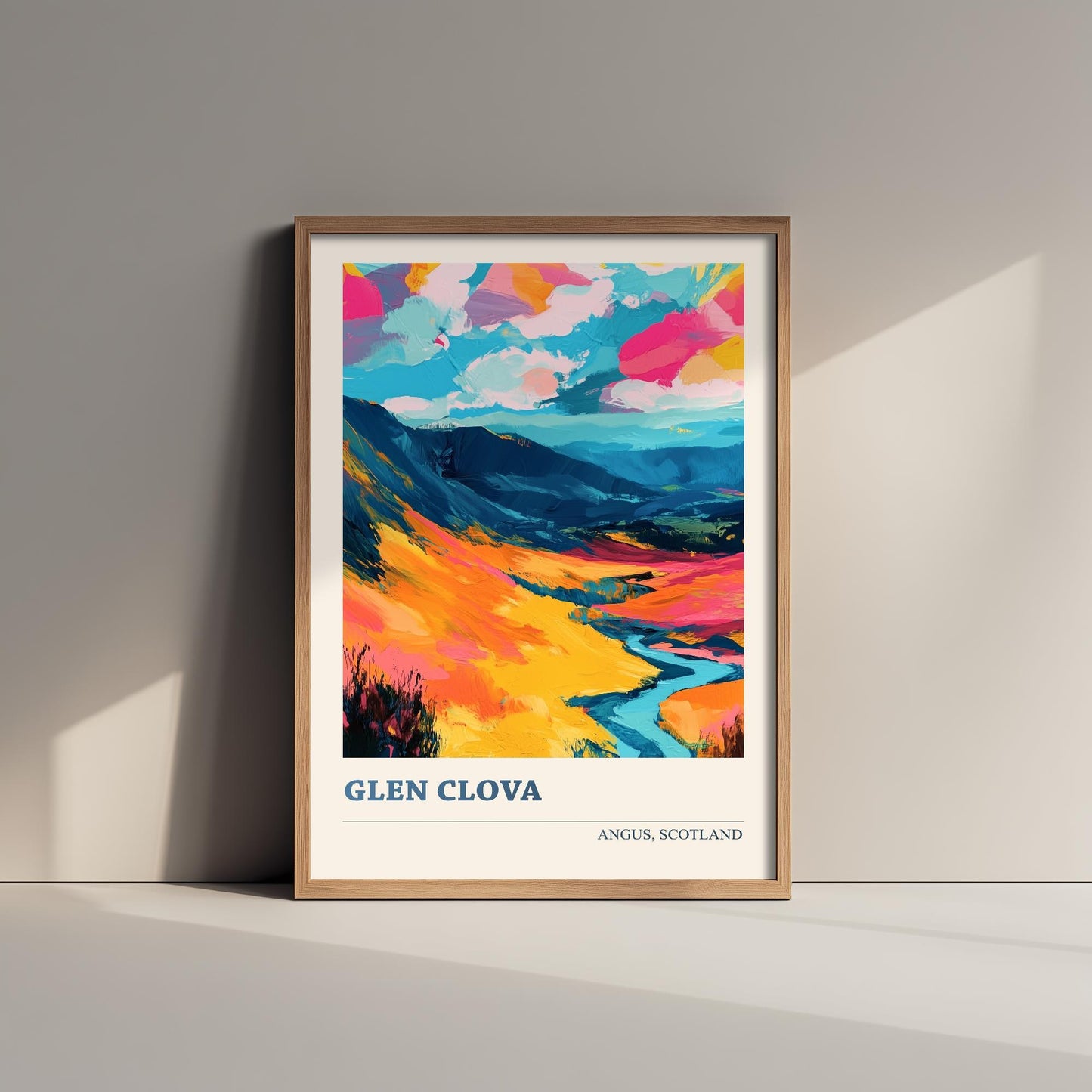 Glen Clova Poster - Vibrant Landmark of Angus Art Print - Watercolour Painting Gift