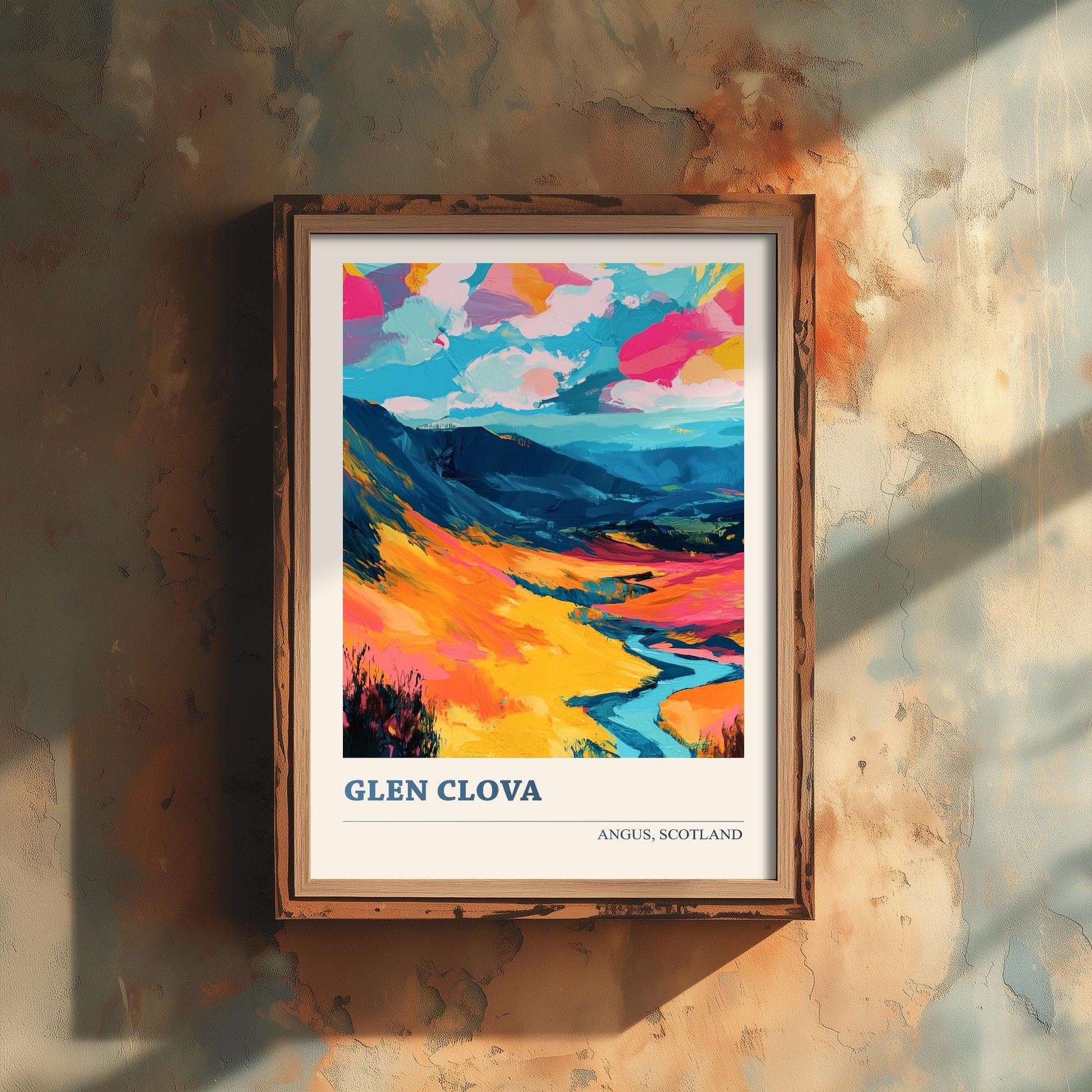 Glen Clova Poster - Vibrant Landmark of Angus Art Print - Watercolour Painting Gift