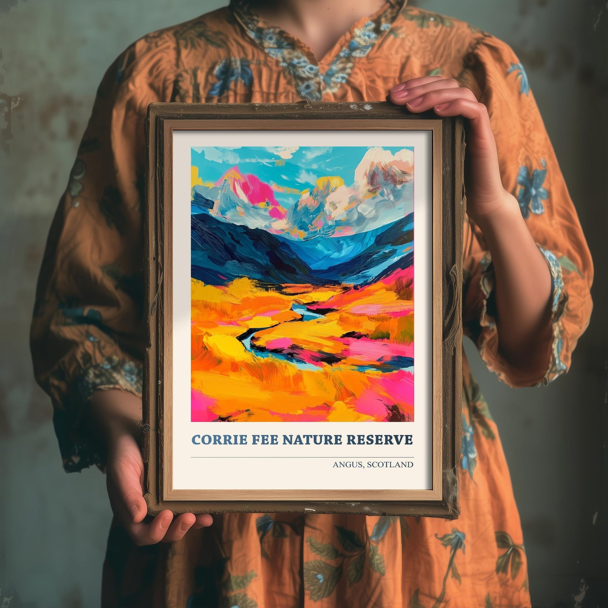 Corrie Fee Nature Reserve Poster - Vibrant Landmark of Angus Art Print - Watercolour Painting Gift