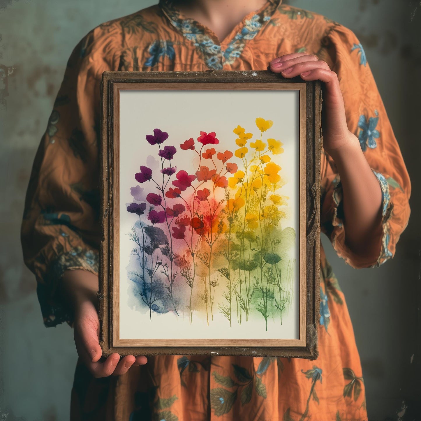 Emotive Watercolour Flower Print V9 - Amsterdam Bloemenmarkt Floral Bouquet Painting - Photo Poster Wall Art Gift Fauna Wildflower 2/3