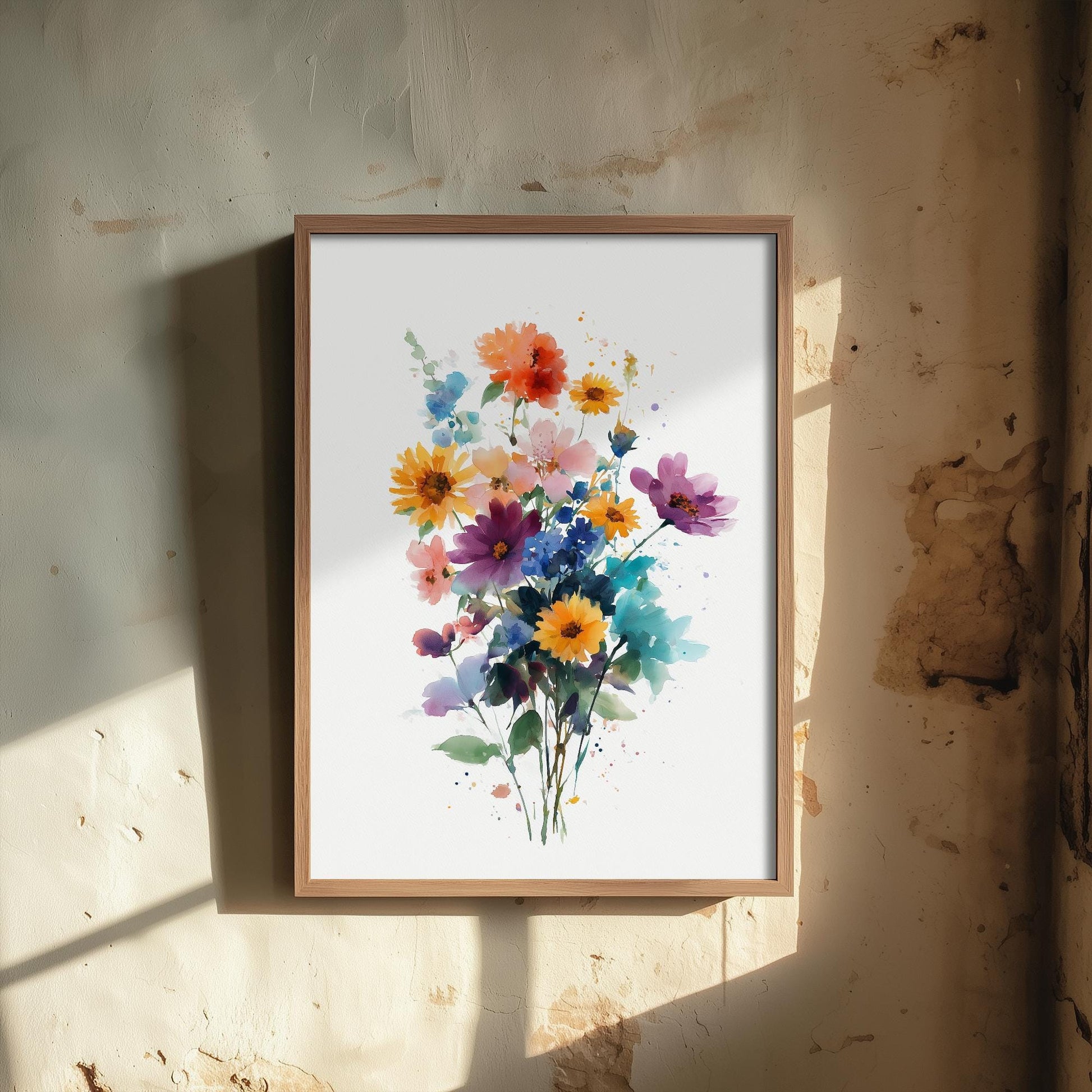 Emotive Watercolour Flower Print V13 - Delicate Loose Bouquet Painting - Soft Wildflower Wall Art Poster Gift Floral Pastel 3/3