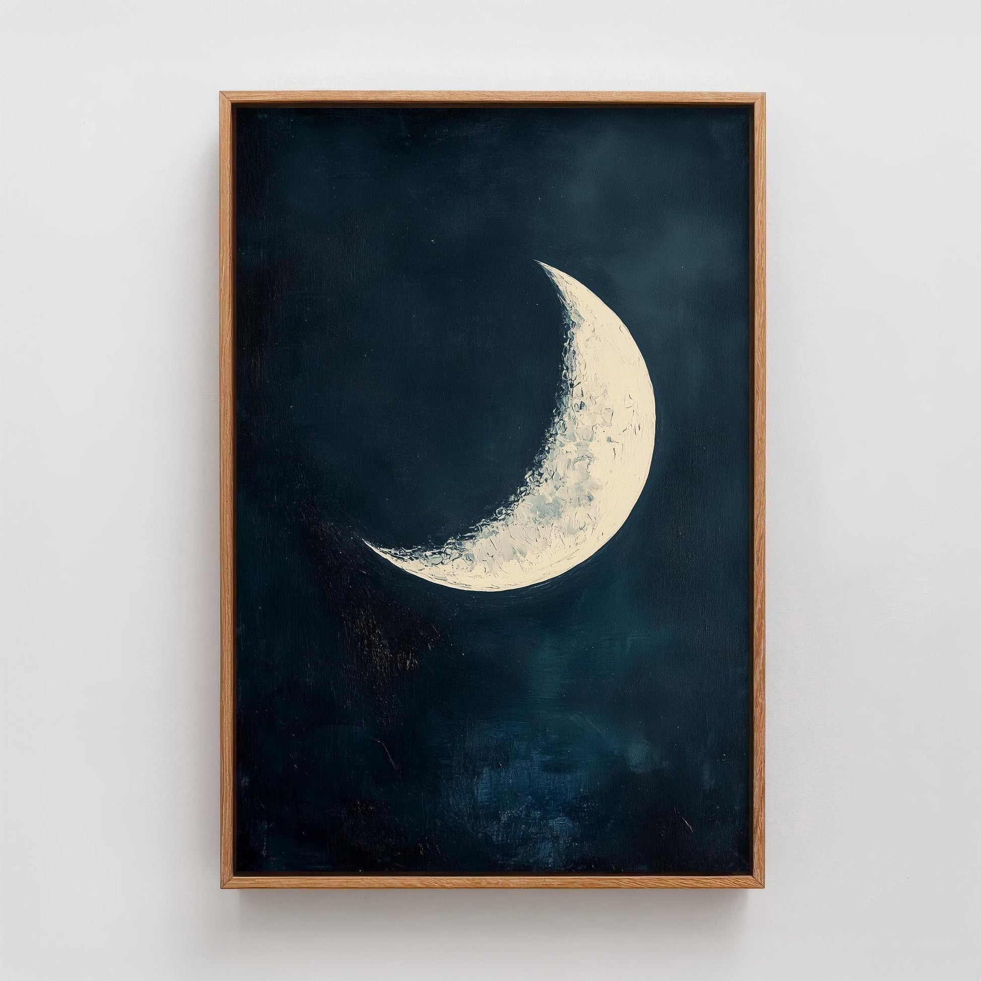 Blue Night Moon & Tree Art Print | Crescent Moon Wall Poster | Dark Celestial Decor | Lunar Painting 2/3