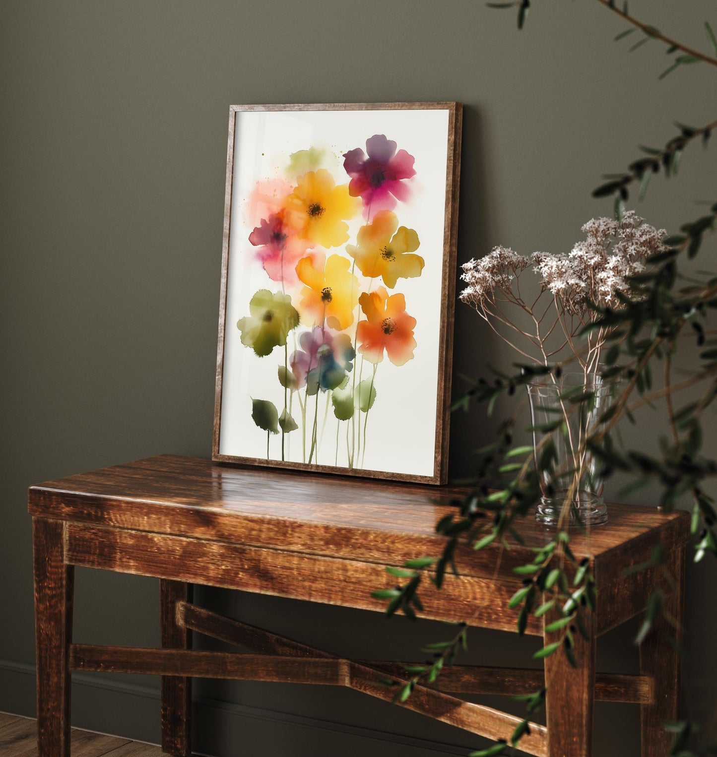 Emotive Watercolour Flower Print V12 - Medellín Colombia Flower Festival Floral Painting - Photo Poster Wall Art Gift Fauna Wildflower 3/3