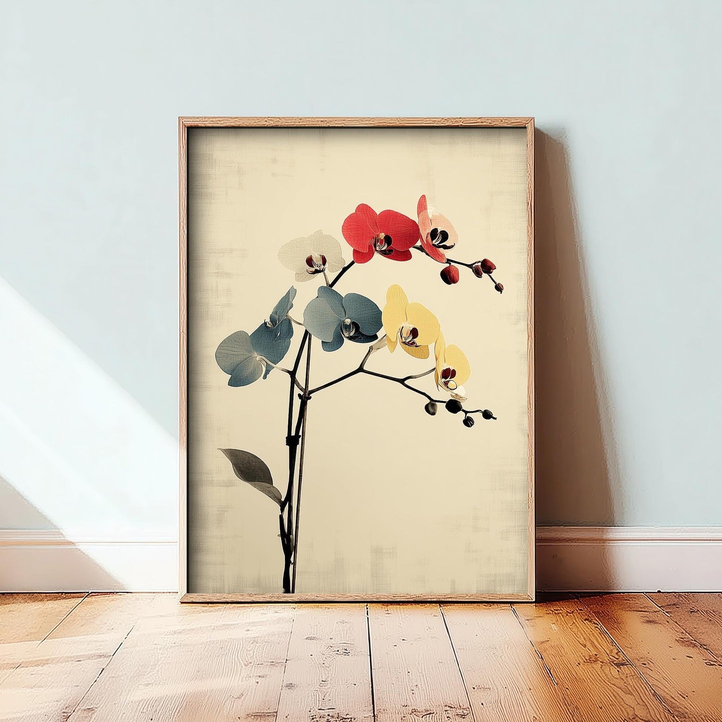 Vintage Rainbow Orchid Art Print V1 | Abstract Starburst Wildflower Poster | Japanese Japandi Botanical Painting Zen Decor 3/3