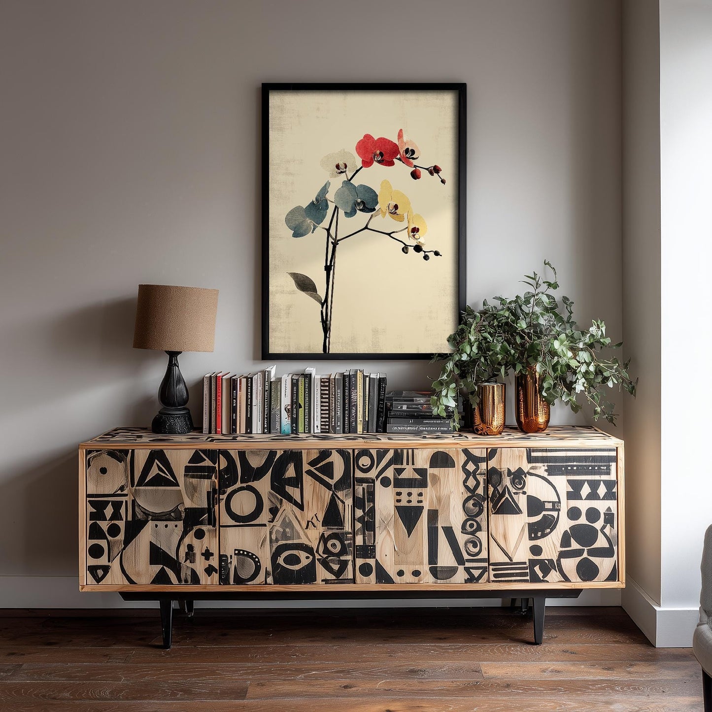 Vintage Rainbow Orchid Art Print V1 | Abstract Starburst Wildflower Poster | Japanese Japandi Botanical Painting Zen Decor 3/3