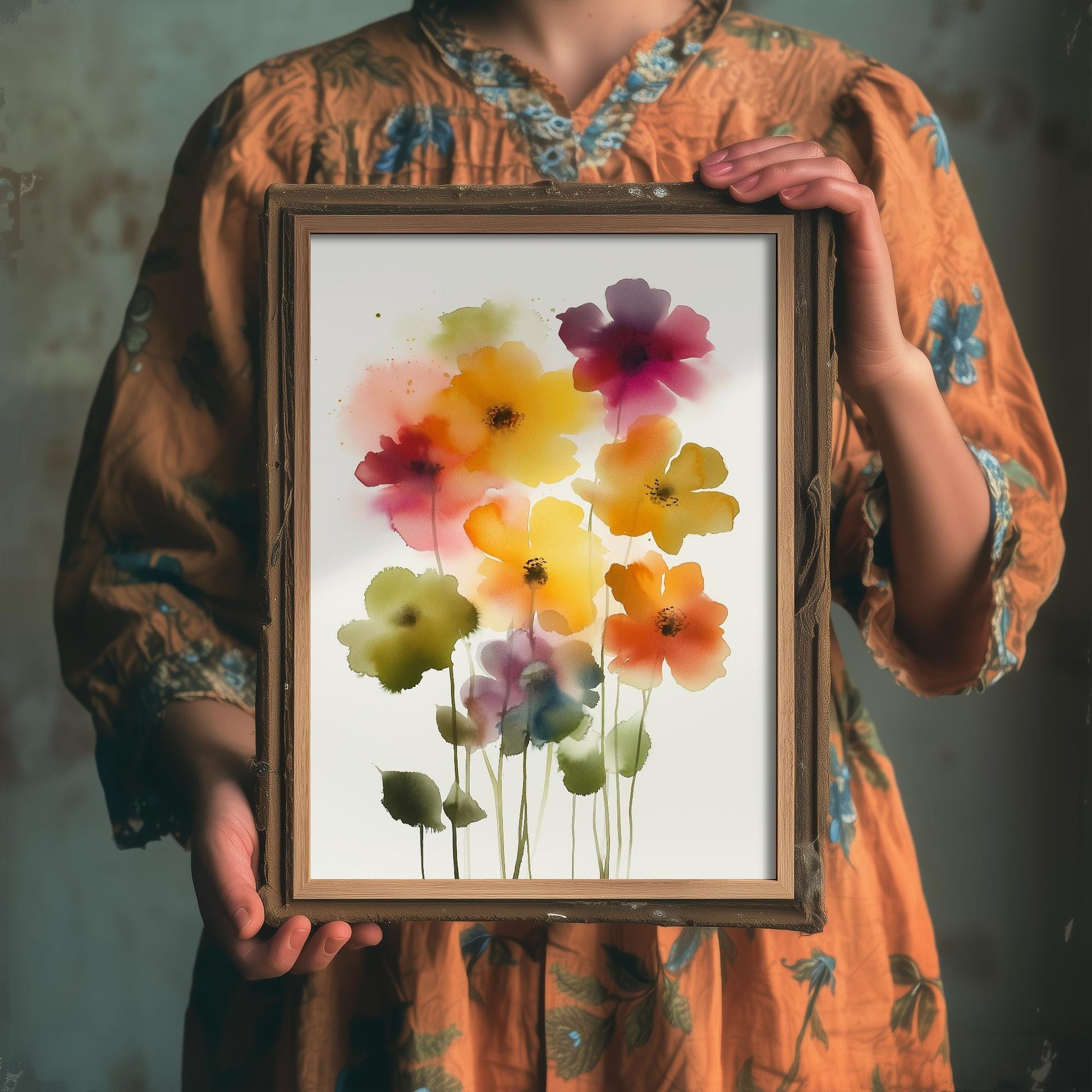 Emotive Watercolour Flower Print V12 - Medellín Colombia Flower Festival Floral Painting - Photo Poster Wall Art Gift Fauna Wildflower 3/3