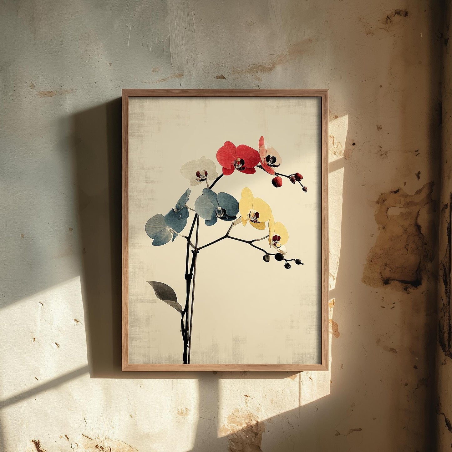 Vintage Rainbow Orchid Art Print V1 | Abstract Starburst Wildflower Poster | Japanese Japandi Botanical Painting Zen Decor 3/3
