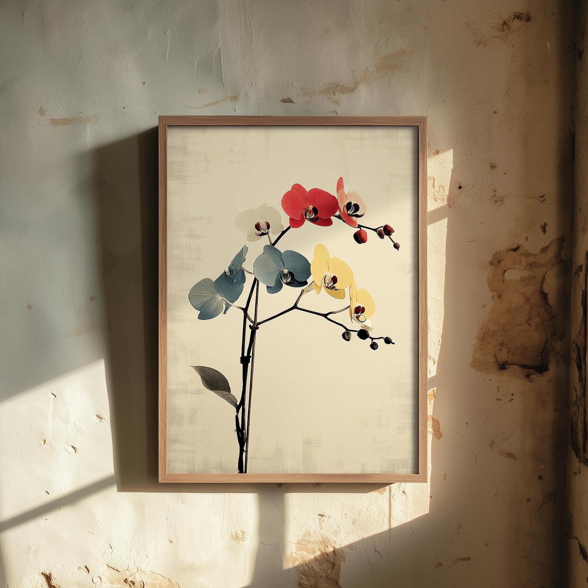 Vintage Rainbow Orchid Art Print V1 | Abstract Starburst Wildflower Poster | Japanese Japandi Botanical Painting Zen Decor 3/3