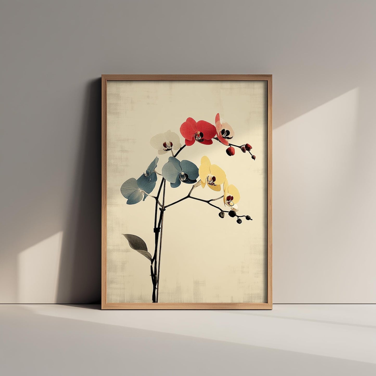 Vintage Rainbow Orchid Art Print V1 | Abstract Starburst Wildflower Poster | Japanese Japandi Botanical Painting Zen Decor 3/3