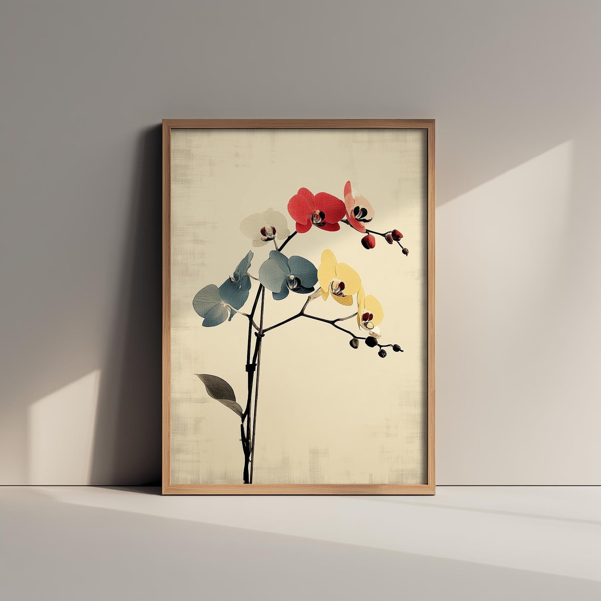 Vintage Rainbow Orchid Art Print V1 | Abstract Starburst Wildflower Poster | Japanese Japandi Botanical Painting Zen Decor 3/3