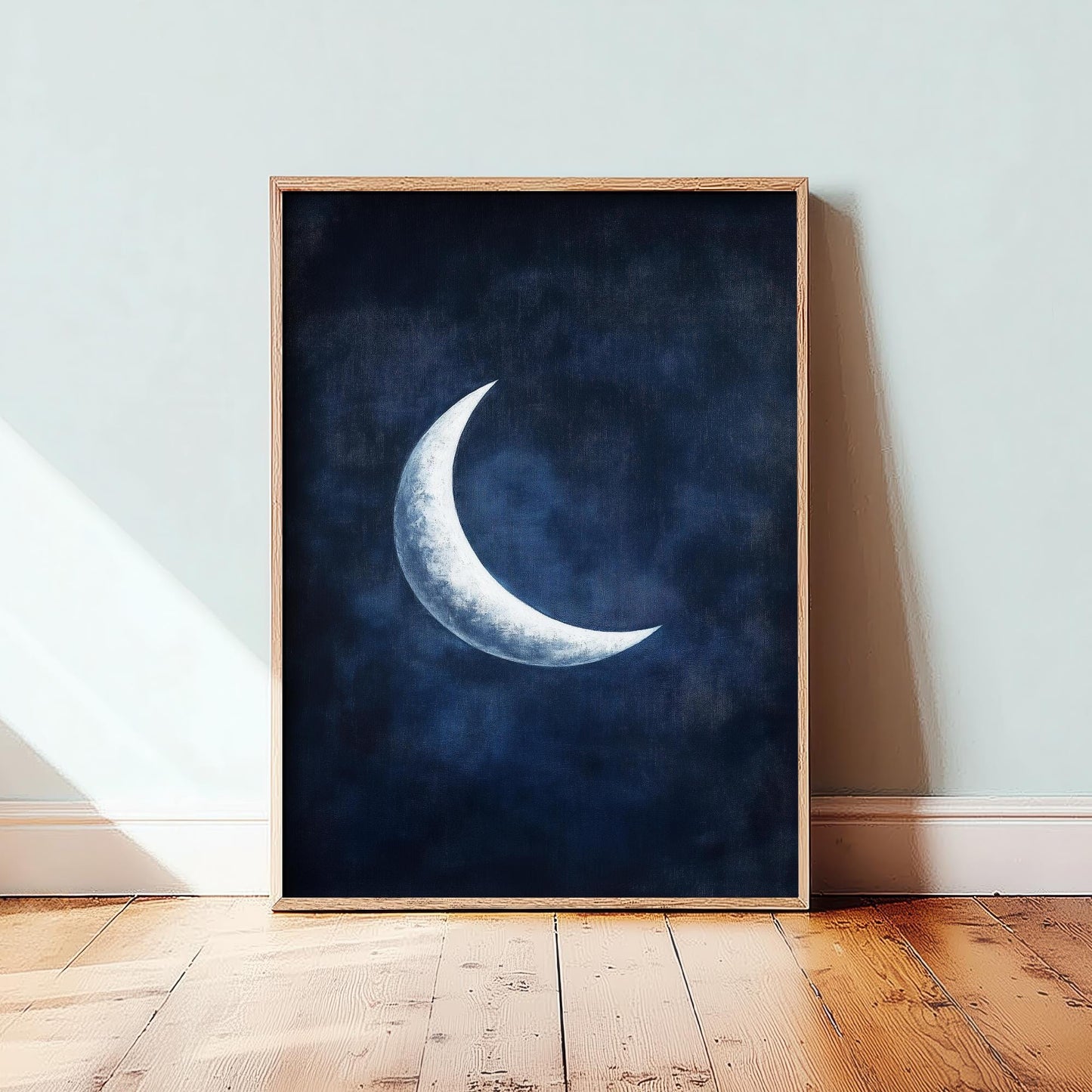 Crescent Moon Art Print | Space Astronomy Wall Poster | Dark Celestial Decor | Lunar Painting 3/3
