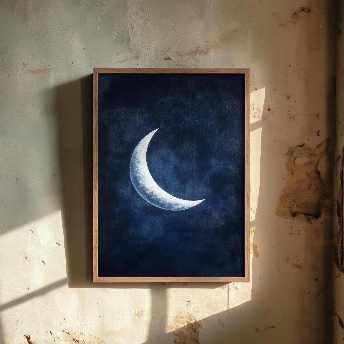 Crescent Moon Art Print | Space Astronomy Wall Poster | Dark Celestial Decor | Lunar Painting 3/3