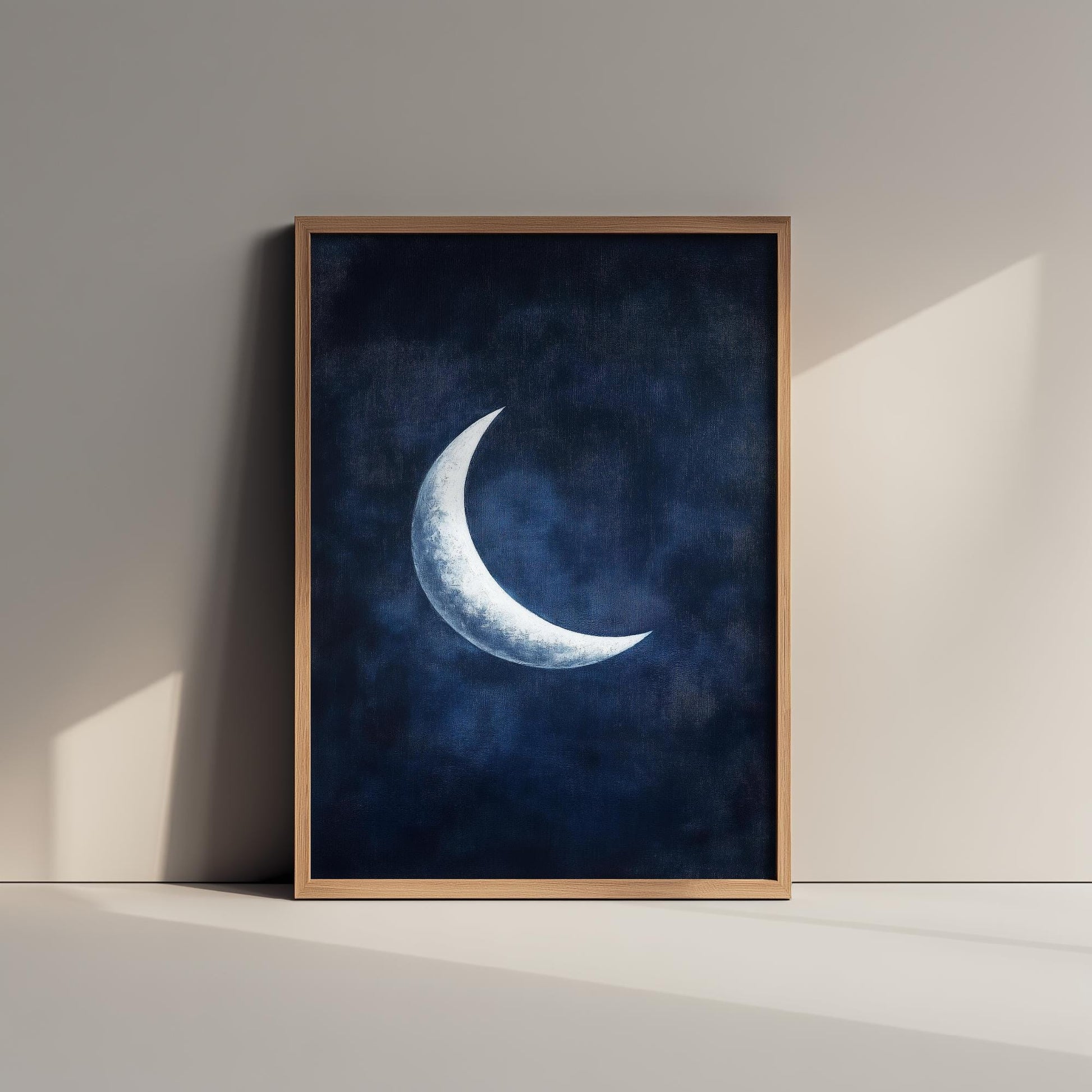Crescent Moon Art Print | Space Astronomy Wall Poster | Dark Celestial Decor | Lunar Painting 3/3
