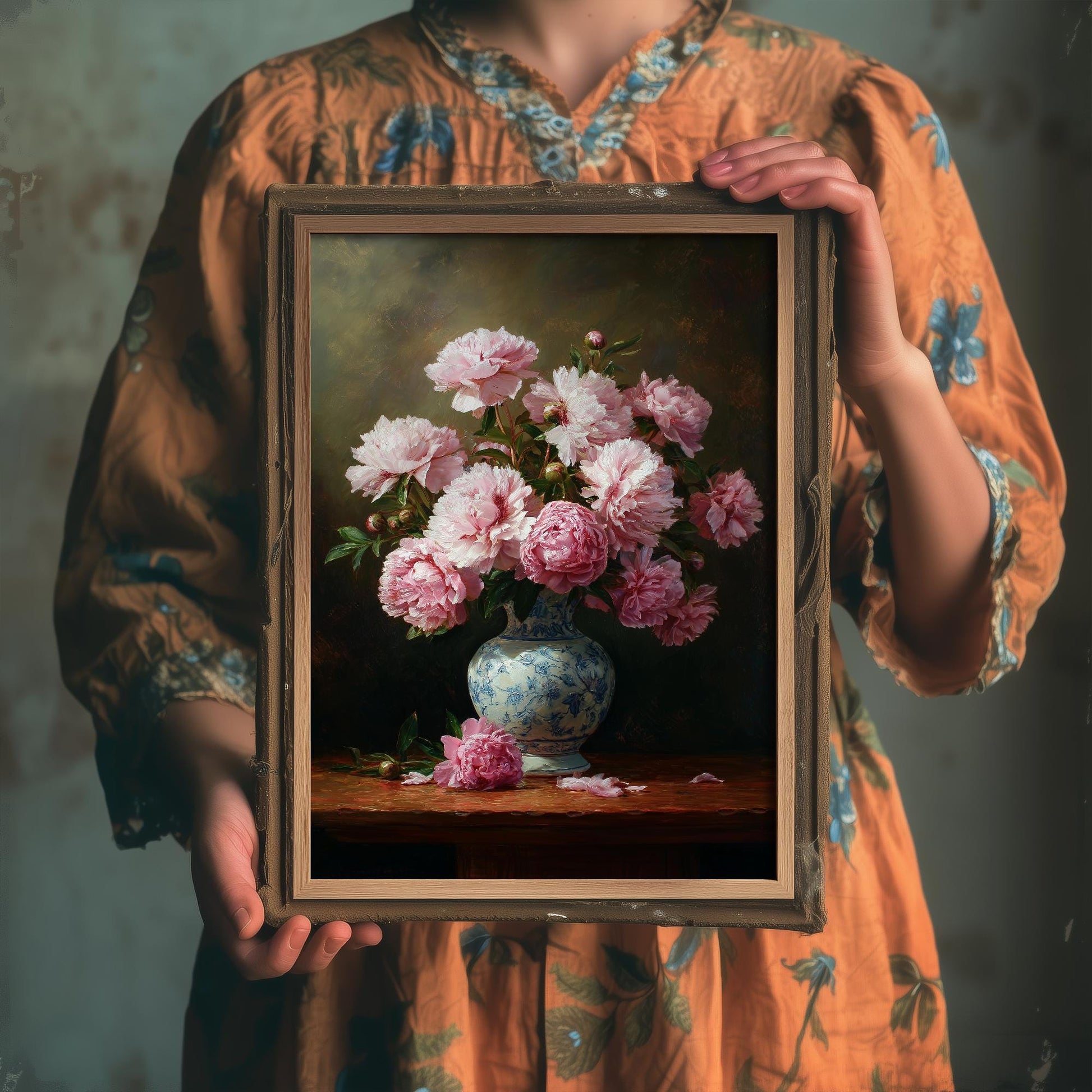 Peony Oil Painting Print | Vintage Still Life Poster | Antique Floral Vase Art Print | Old Masters Style Home Decor V2 1/3