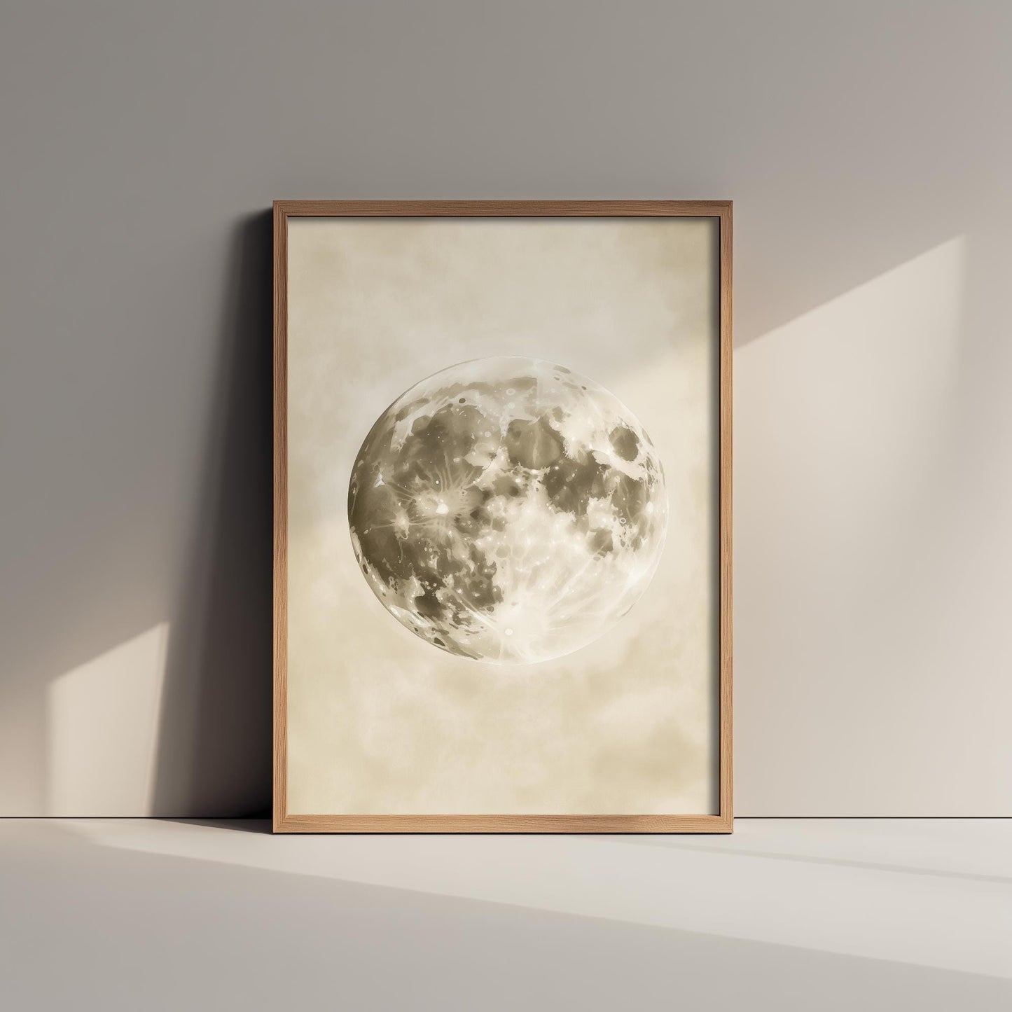 Photorealistic Moon Drawing | Gothic Celestial Wall Art | Mystical Moon Phase Poster | Witchy Dark Academia Decor V3 - Blue Moon 3/3