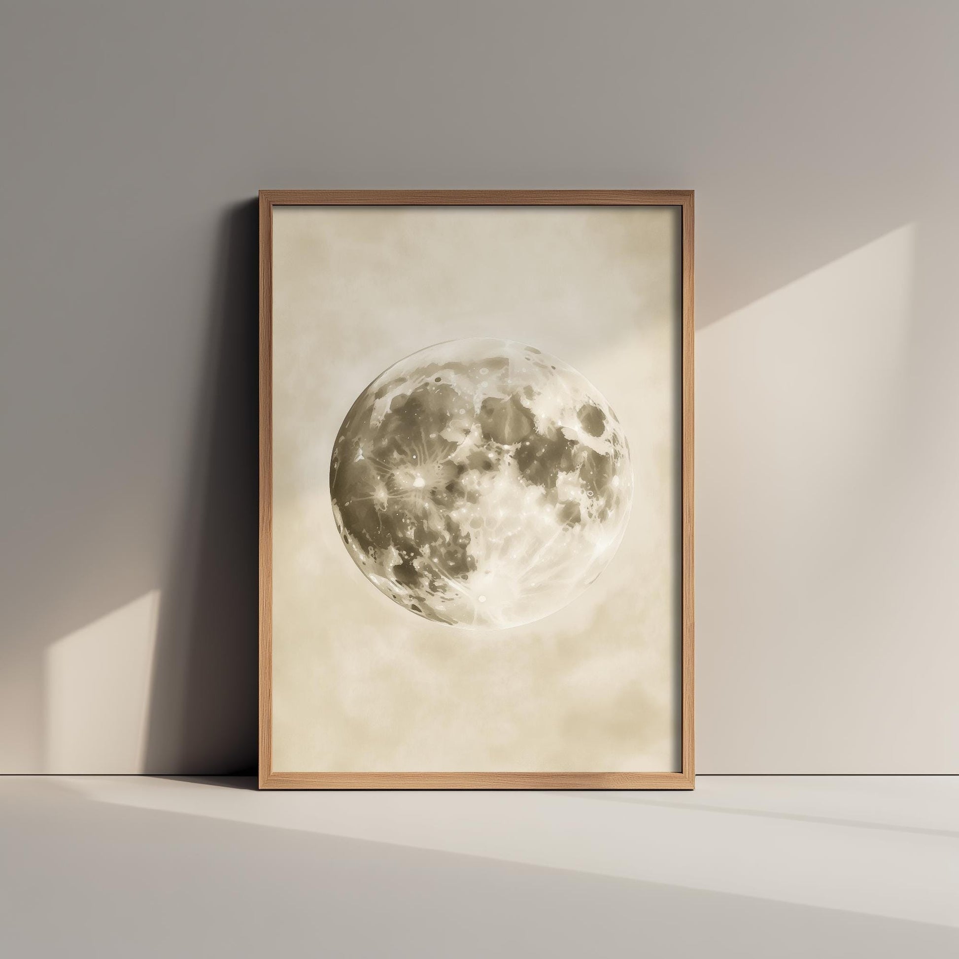 Photorealistic Moon Drawing | Gothic Celestial Wall Art | Mystical Moon Phase Poster | Witchy Dark Academia Decor V3 - Blue Moon 3/3