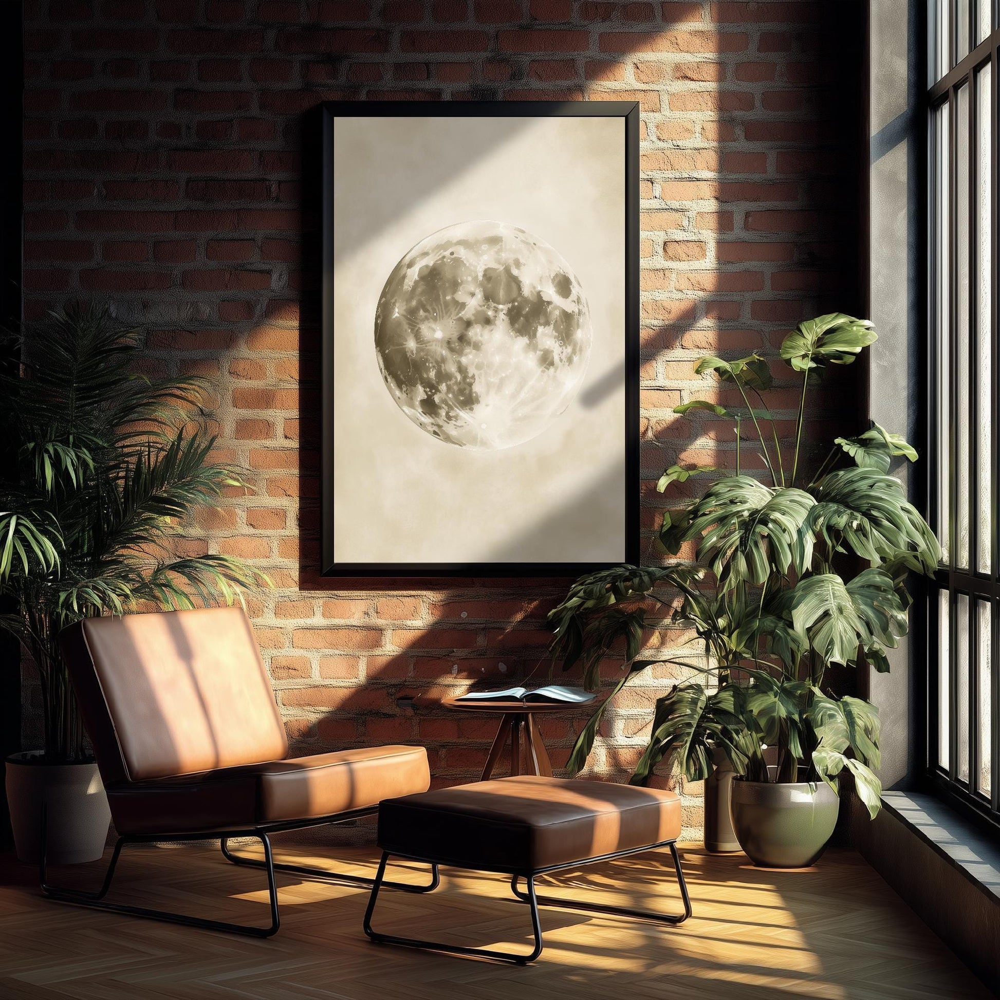 Photorealistic Moon Drawing | Gothic Celestial Wall Art | Mystical Moon Phase Poster | Witchy Dark Academia Decor V3 - Blue Moon 3/3