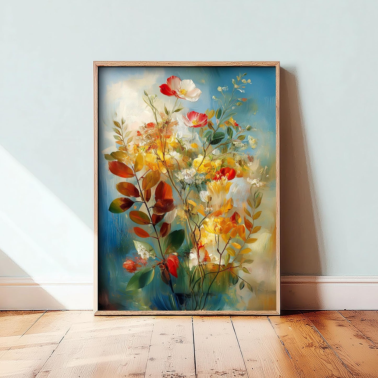 Dreamy Photographic Floral Display Art Print | Yellow Wildflower Bouquet Poster | Painterly Botanical Painting Wall Decor 2/3