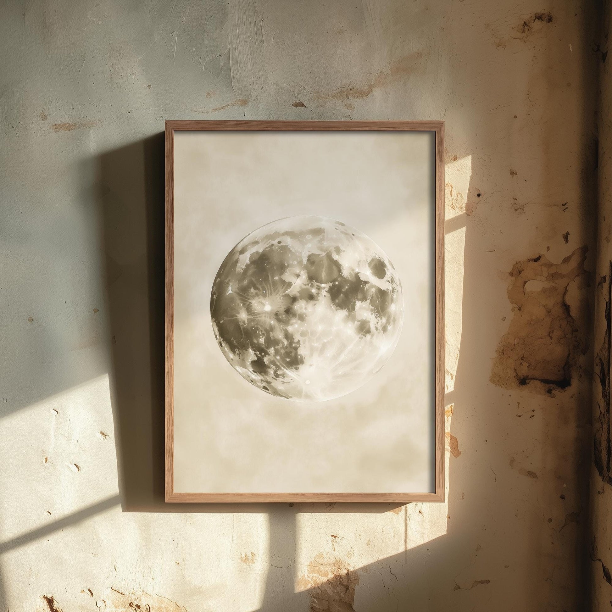 Photorealistic Moon Drawing | Gothic Celestial Wall Art | Mystical Moon Phase Poster | Witchy Dark Academia Decor V3 - Blue Moon 3/3