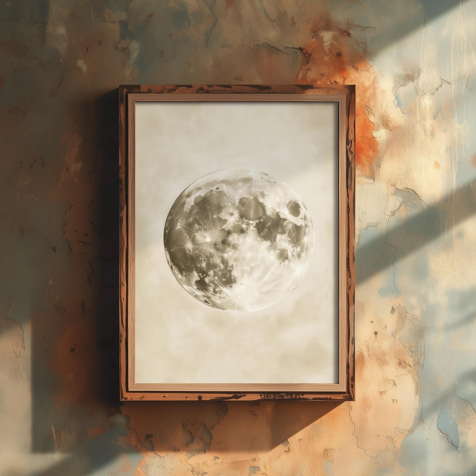 Photorealistic Moon Drawing | Gothic Celestial Wall Art | Mystical Moon Phase Poster | Witchy Dark Academia Decor V3 - Blue Moon 3/3