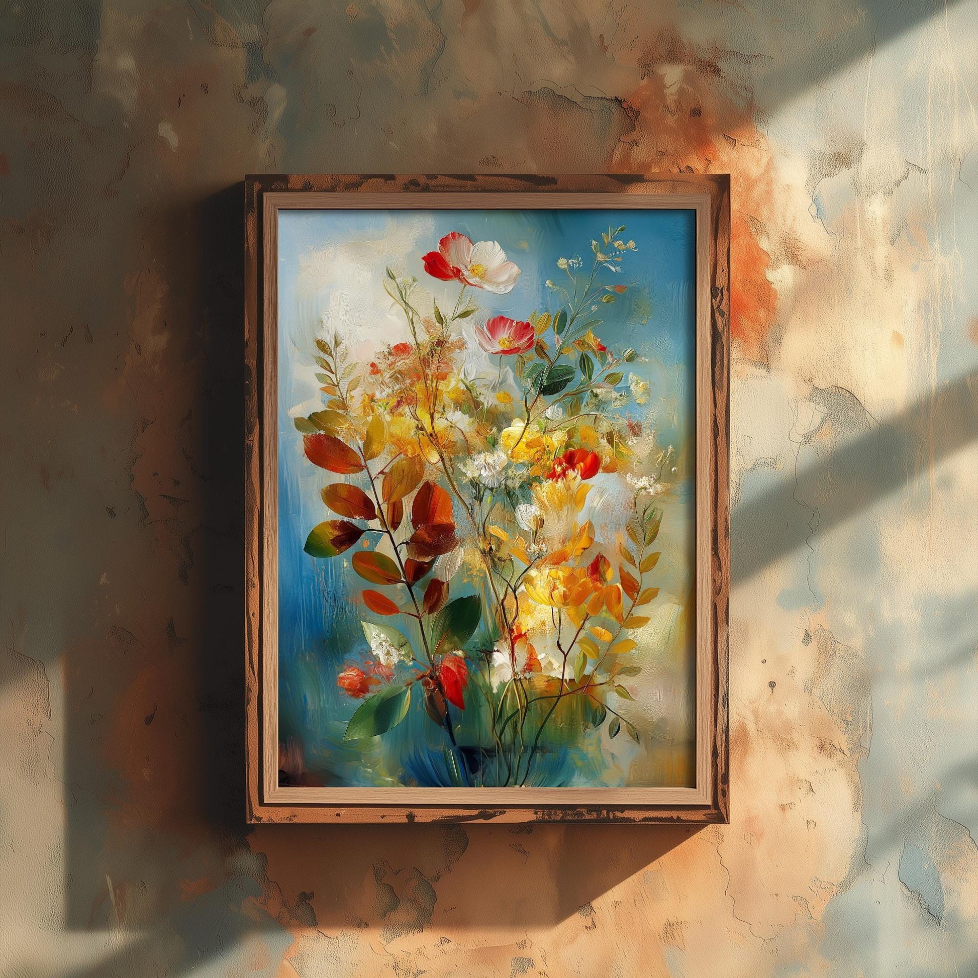 Dreamy Photographic Floral Display Art Print | Yellow Wildflower Bouquet Poster | Painterly Botanical Painting Wall Decor 2/3