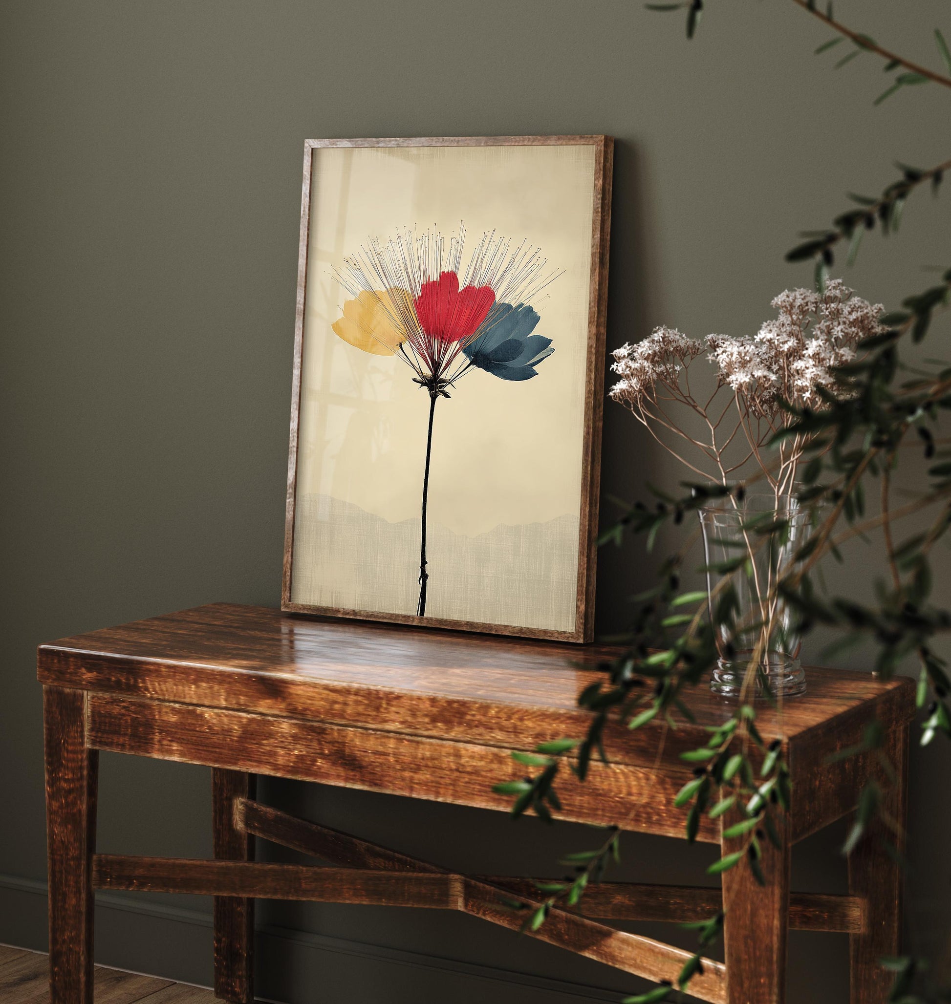 Vintage Rainbow Orchid Art Print V2 | Branching Orchid Stems Poster | Japanese Japandi Botanical Painting Zen Decor 3/3